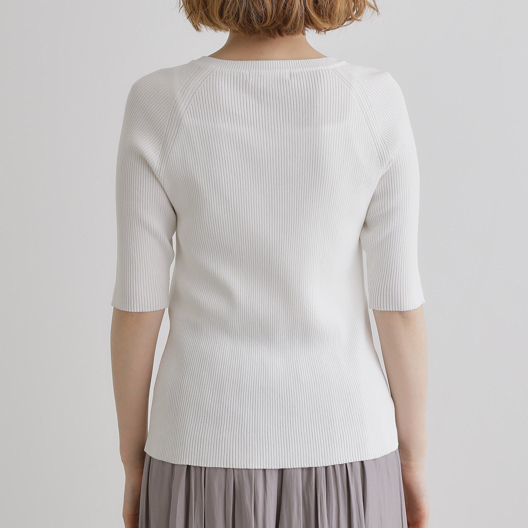 grove「【雑誌掲載】多釦ラグランリブ5分袖プルオーバー」|ニット・セーター|