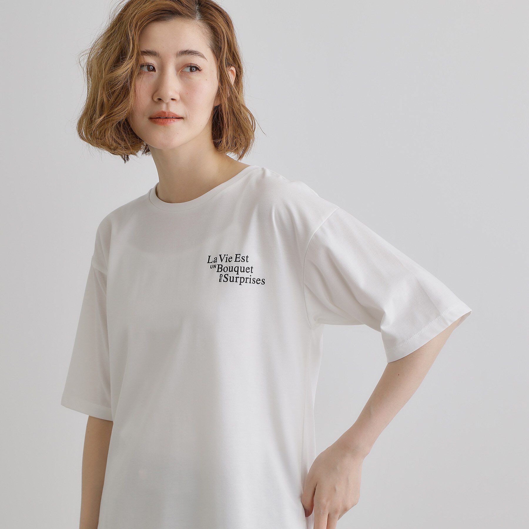 grove「五分袖ロゴプリントTシャツ」|Tシャツ・カットソー|