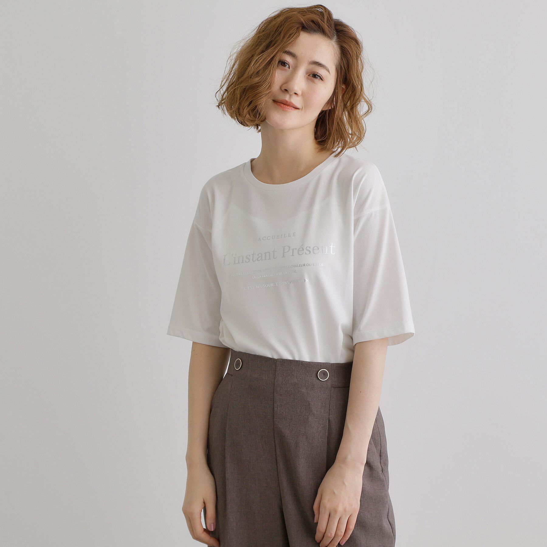 grove「五分袖ロゴプリントTシャツ」|Tシャツ・カットソー|