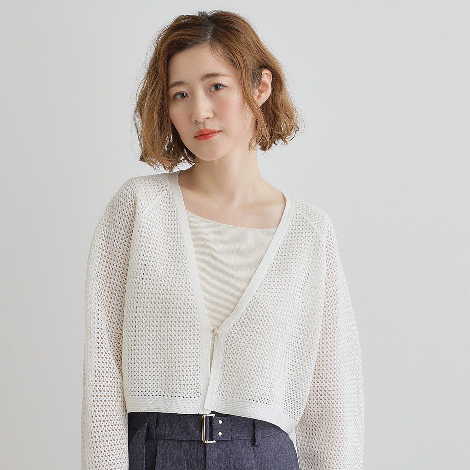 grove「ワイドスリーブメッシュカーディガン」|カーディガン|