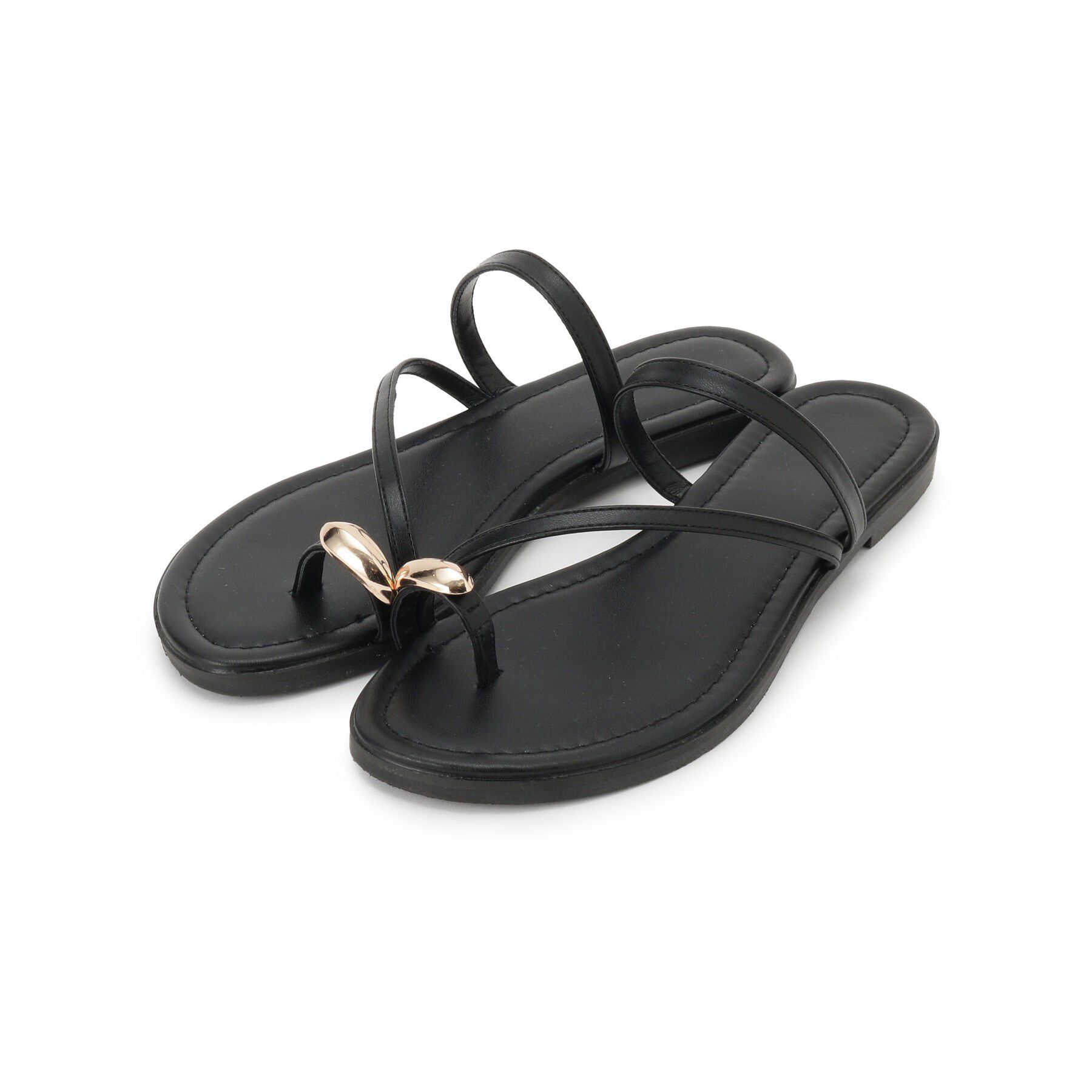 grove「メタルサムリングフラットサンダル」|サンダル|ブラック(019)