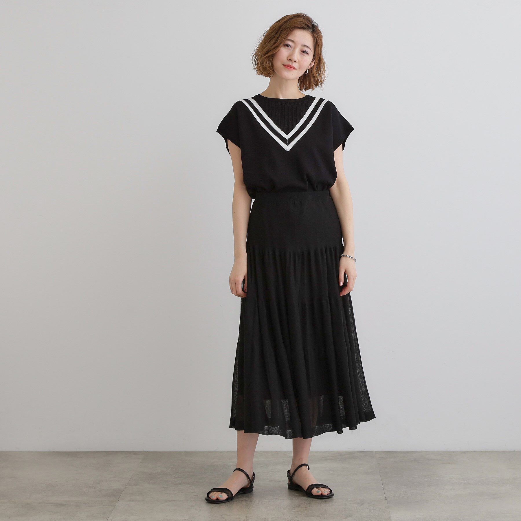 grove「繊細な透かし編みが上品な大人のチルデンニット」|ニット・セーター|