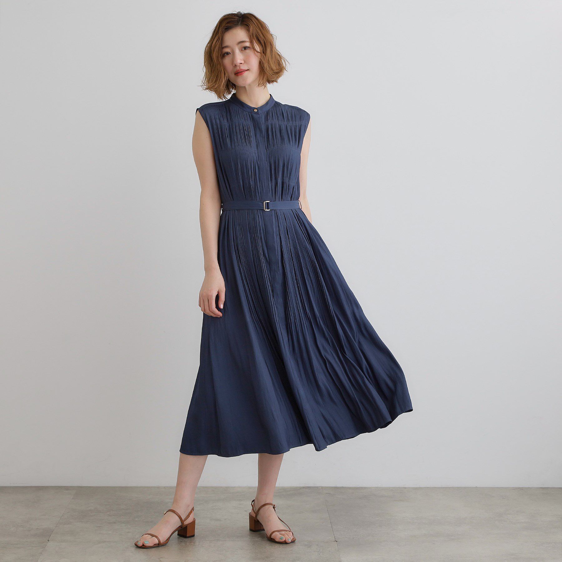 grove「贅沢プリーツが華やかなシャンブレープリーツワンピース」|ワンピース|