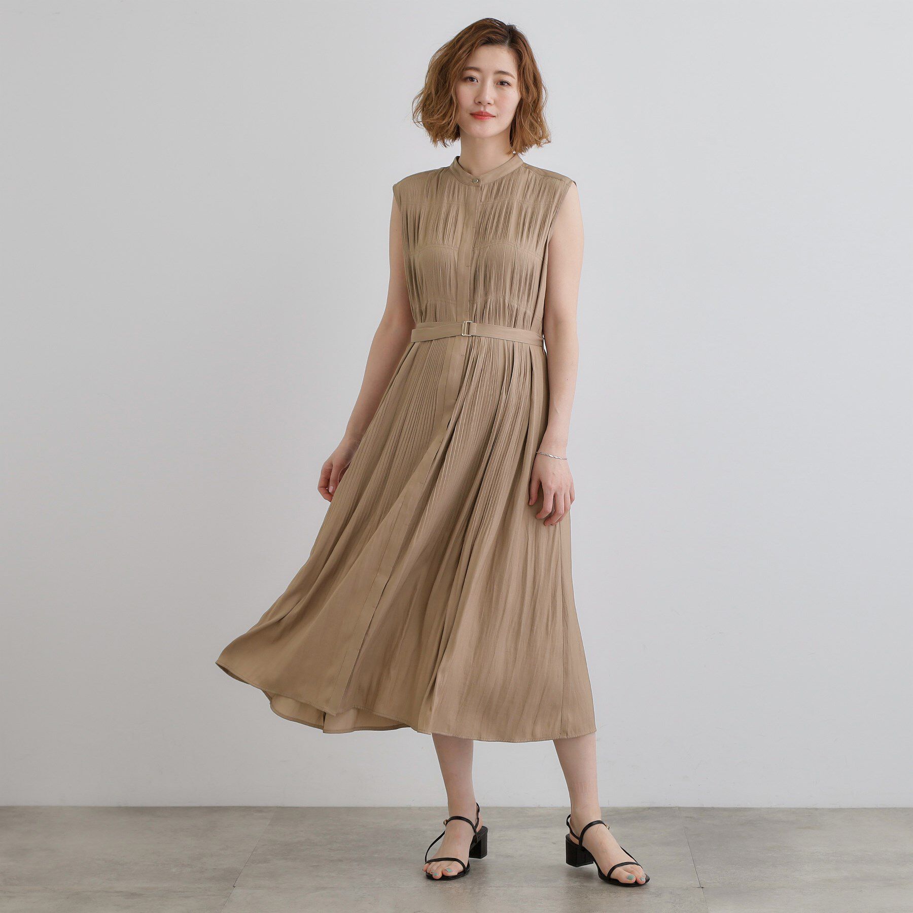 grove「贅沢プリーツが華やかなシャンブレープリーツワンピース」|ワンピース|