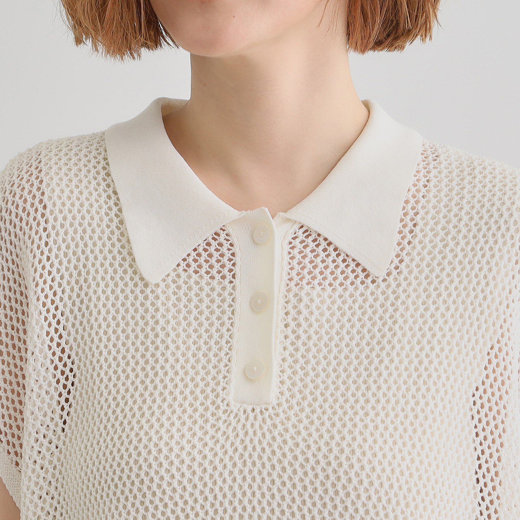 grove「取り入れるだけで旬顔 メッシュ編みポロニット」|ニット・セーター|