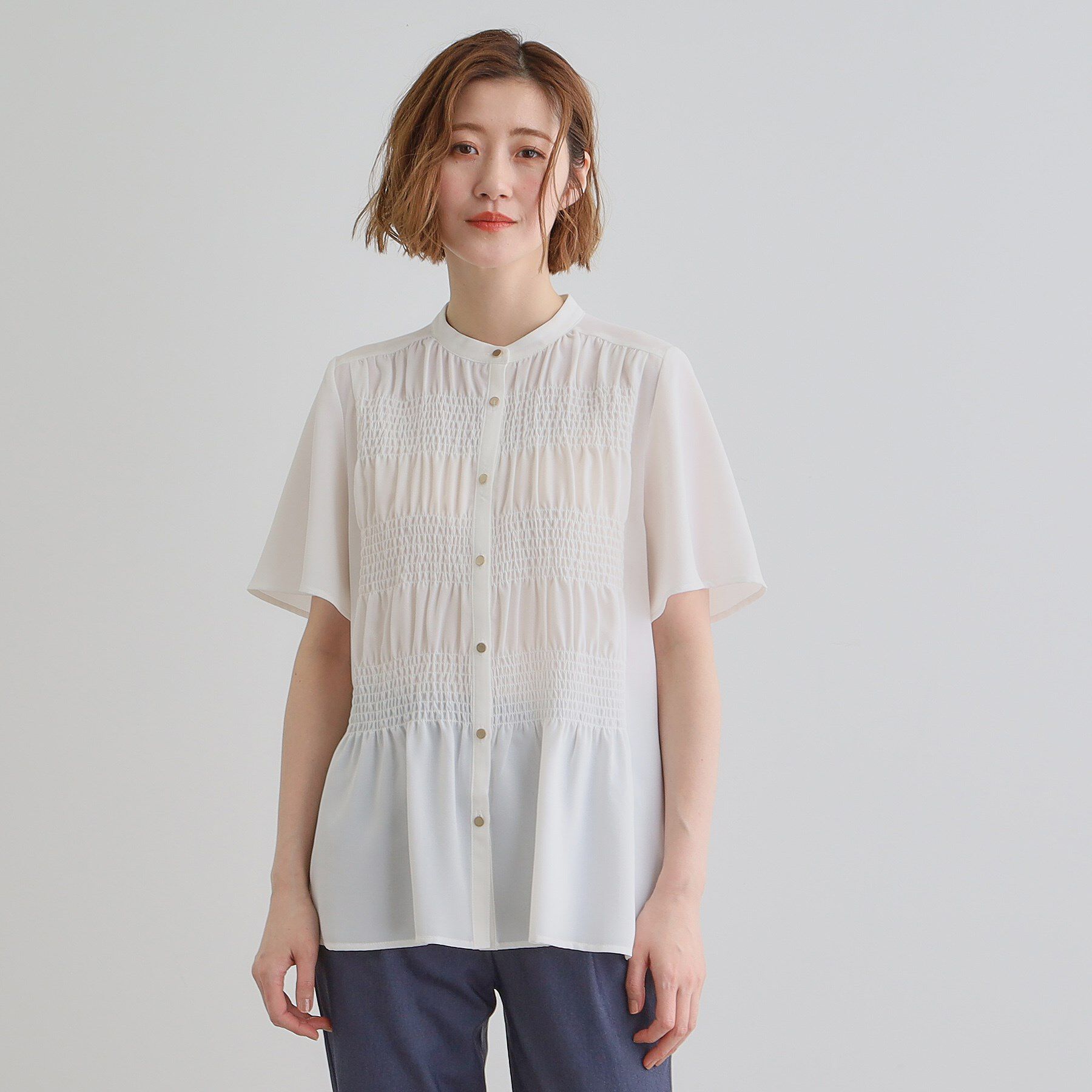 grove「大人の抜け感シアースラブシャーリングブラウス」|シャツ・ブラウス|