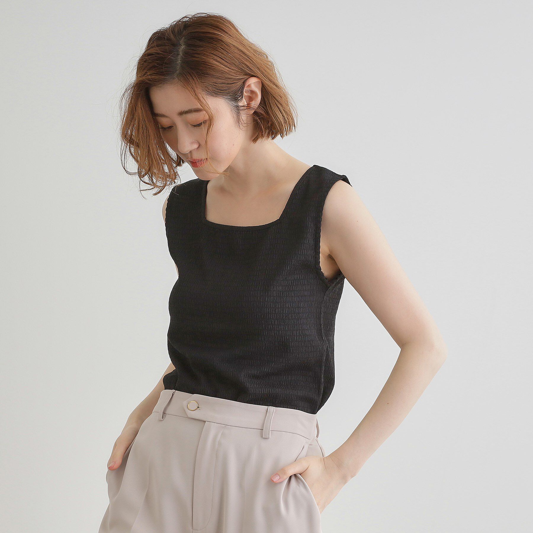 grove「ジャカードスクエアネックタンク」|キャミソール|