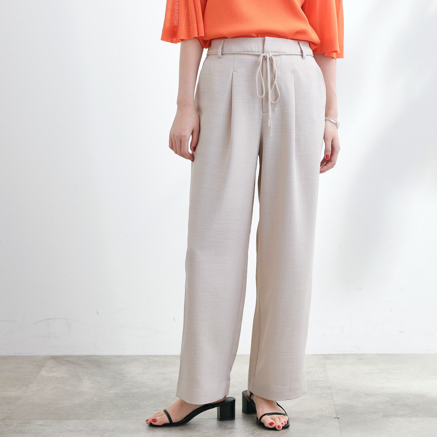 grove「ロープベルトで差がつく 洗練リラックスパンツ」|その他|グレージュ(050)