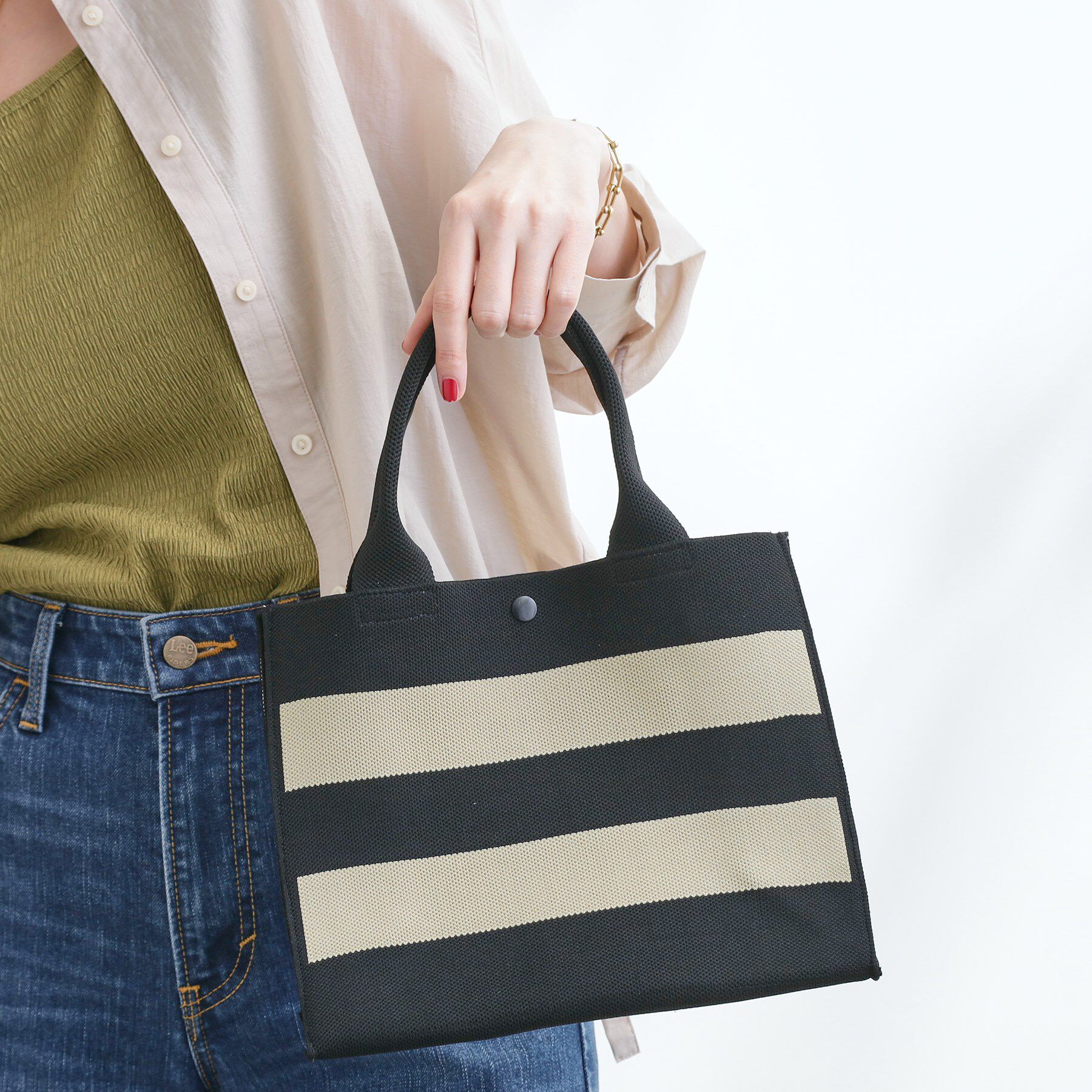 grove「ニットアソート2WAYトート」|トートバッグ|ブラックボーダー(3