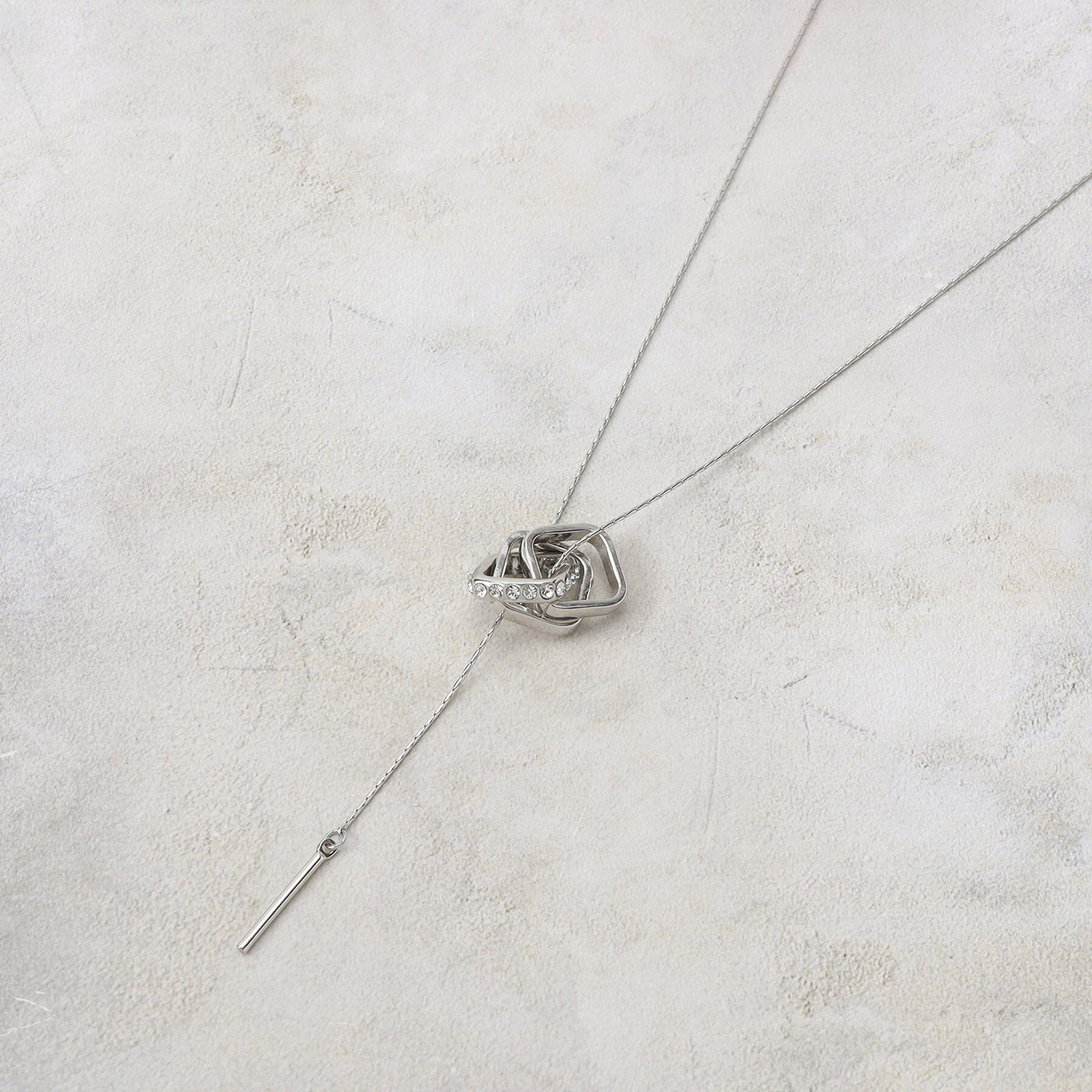 grove「スクエアビジューリングネックレス」|ネックレス|シルバー(006)