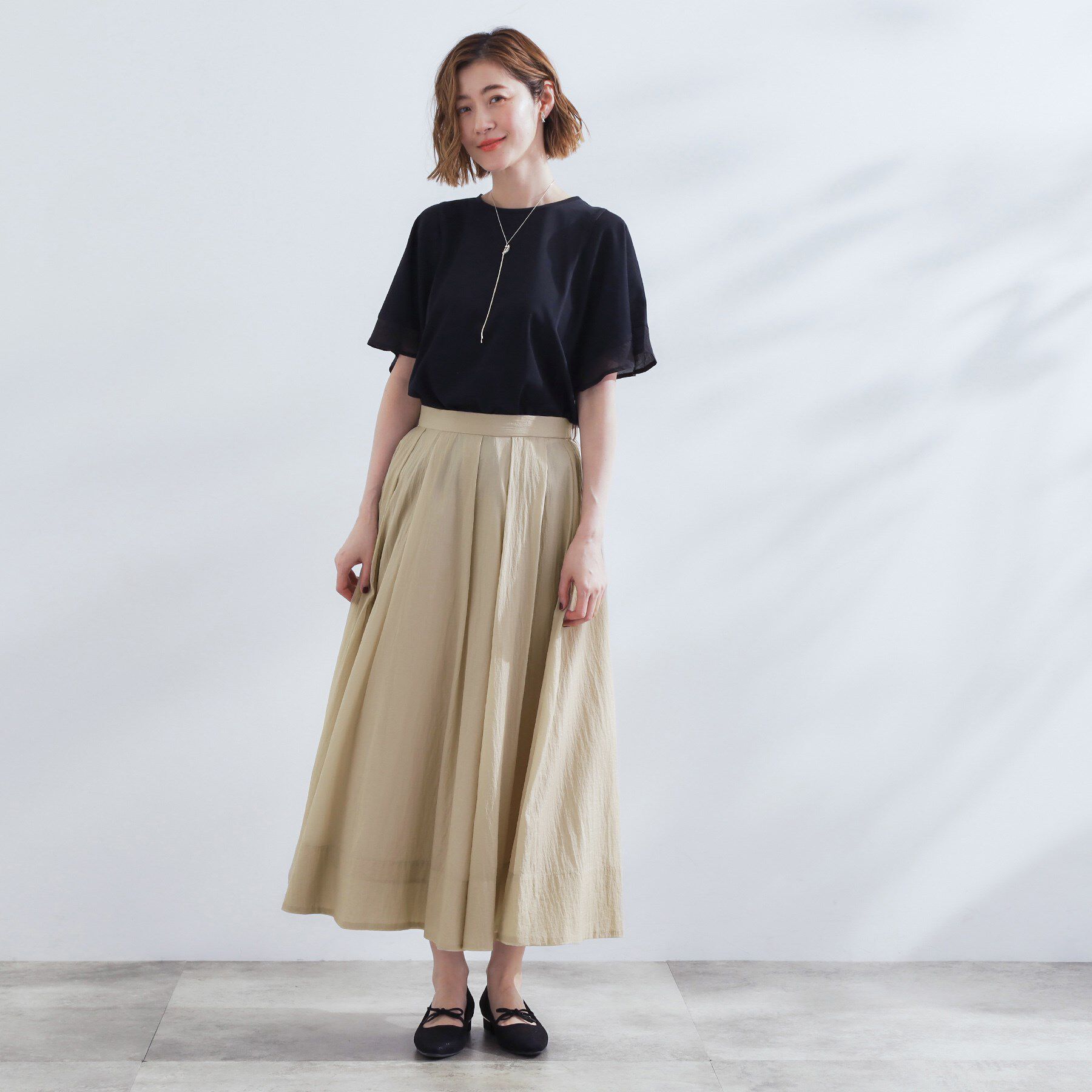 grove「透け感がムードある 大人のタックギャザースカート」|スカート|