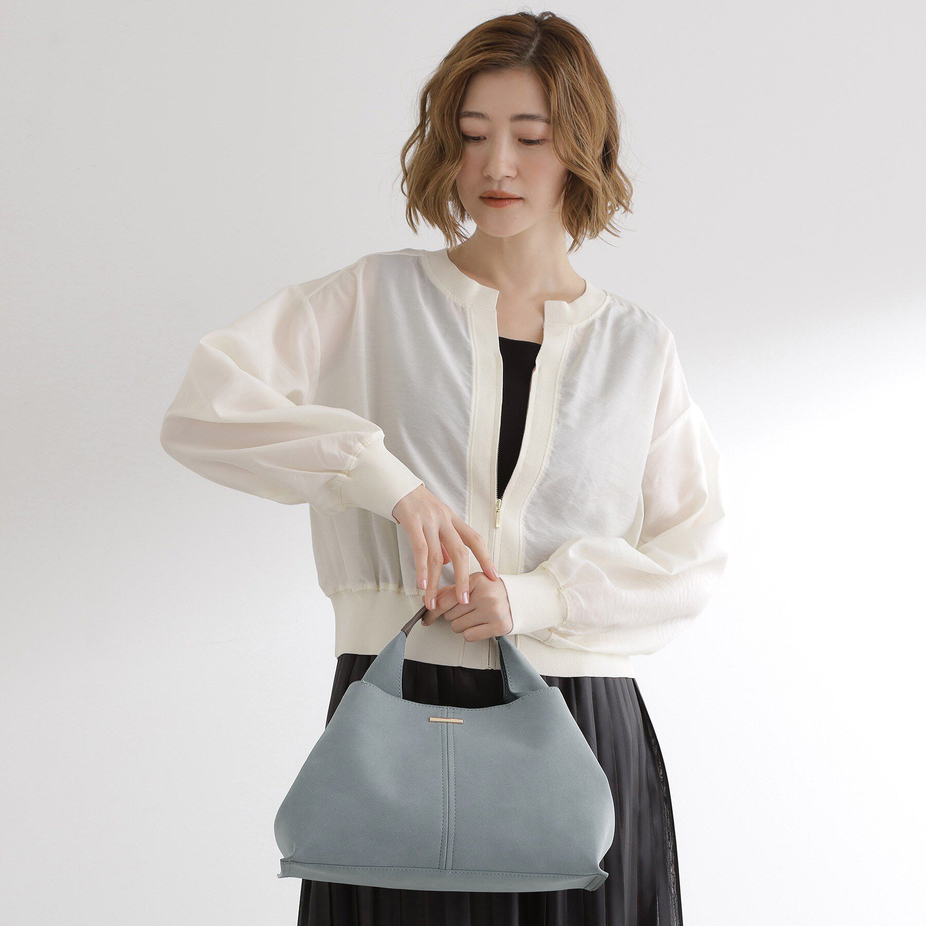 grove「タックハンドル2WAYトート」|トートバッグ|グレー(412)