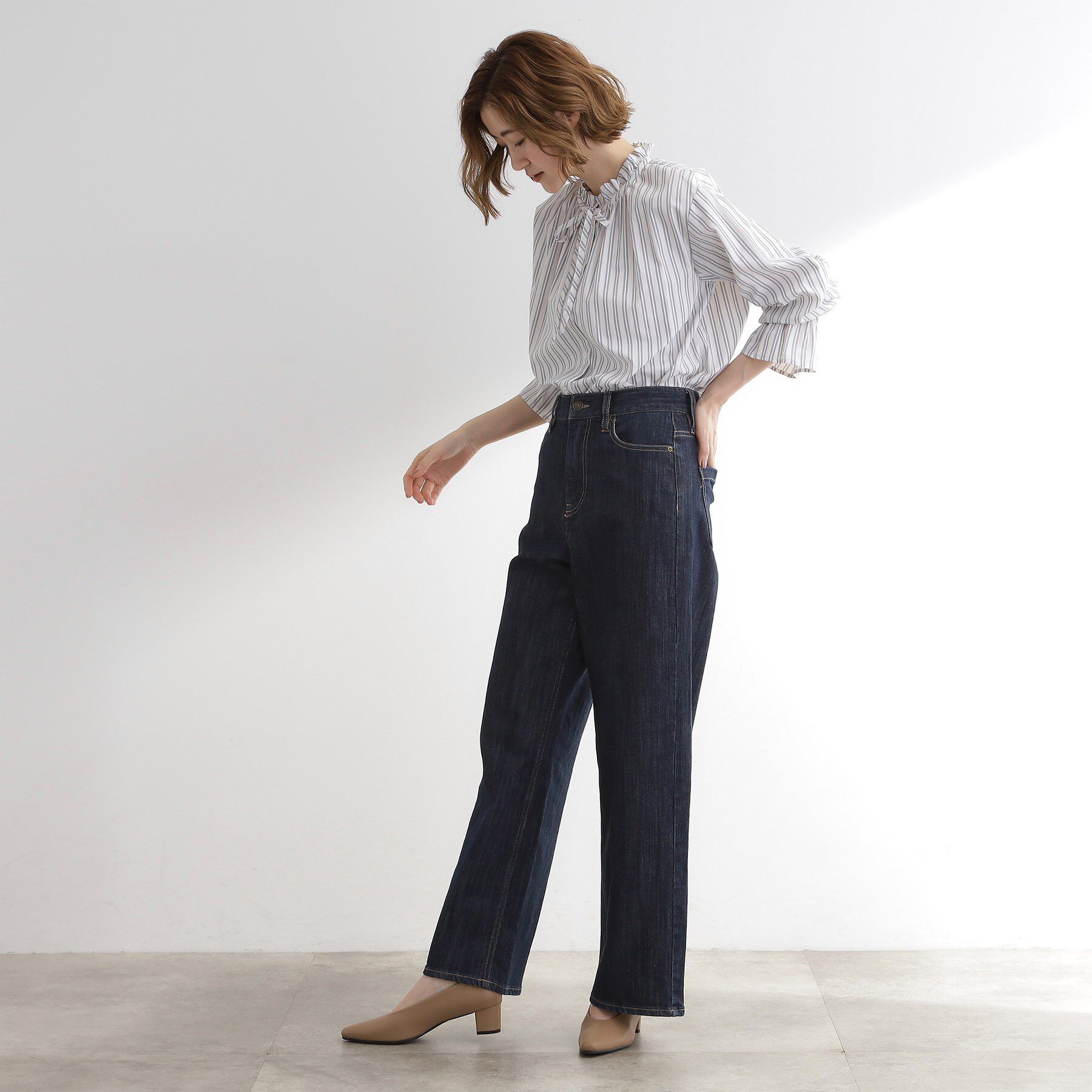 grove「【美シルエット/選べる着丈】大人のためのバギーデニム」|デニム|