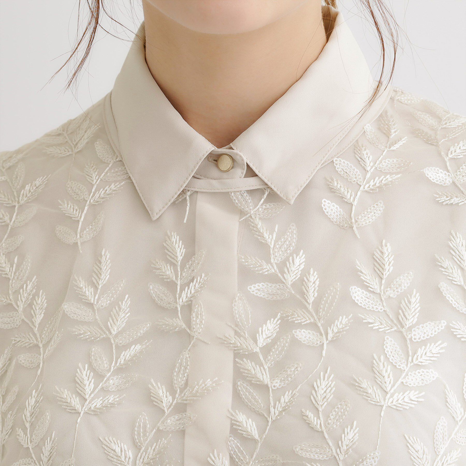 grove「リーフ刺繍スパンコールベスト＆ブラウスセット」|シャツ・ブラウス|