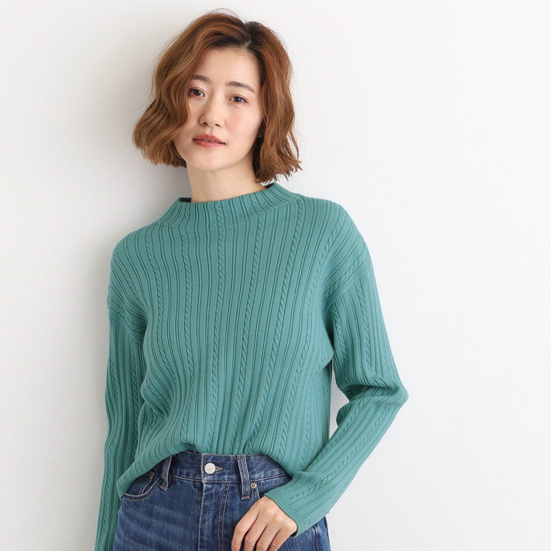 grove「【毛玉軽減／洗える】クロップドミニケーブルニット」|ニット・セーター|