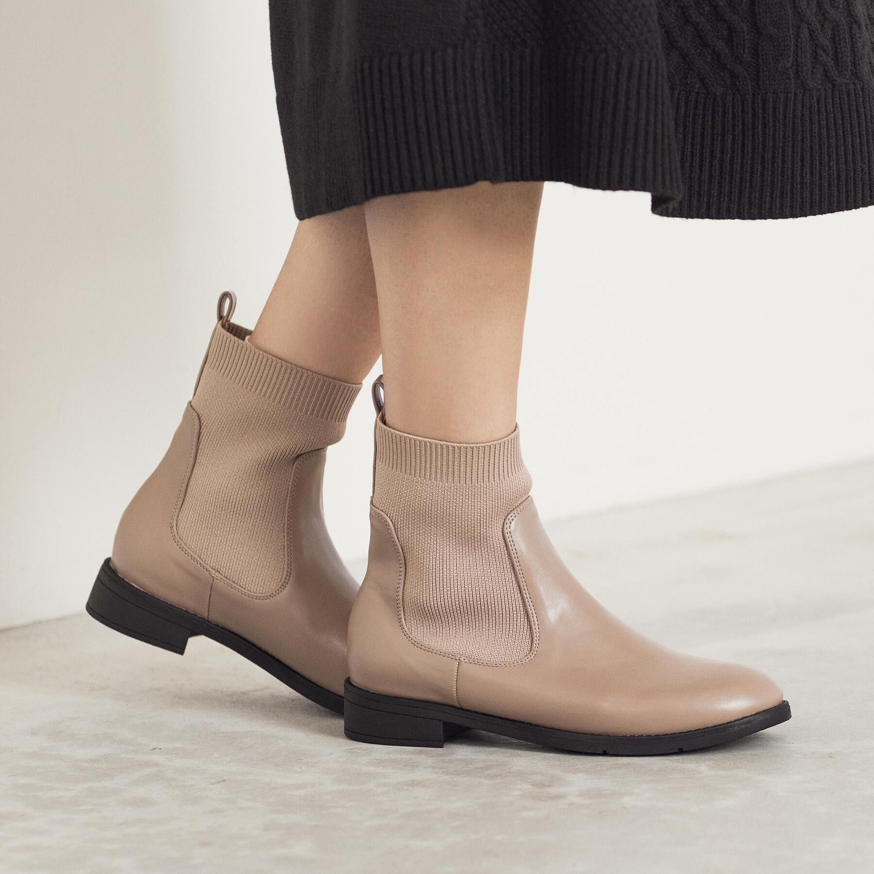 grove「【人間工学/履き心地らくちん】ニットコンビブーツ」|ショートブーツ|