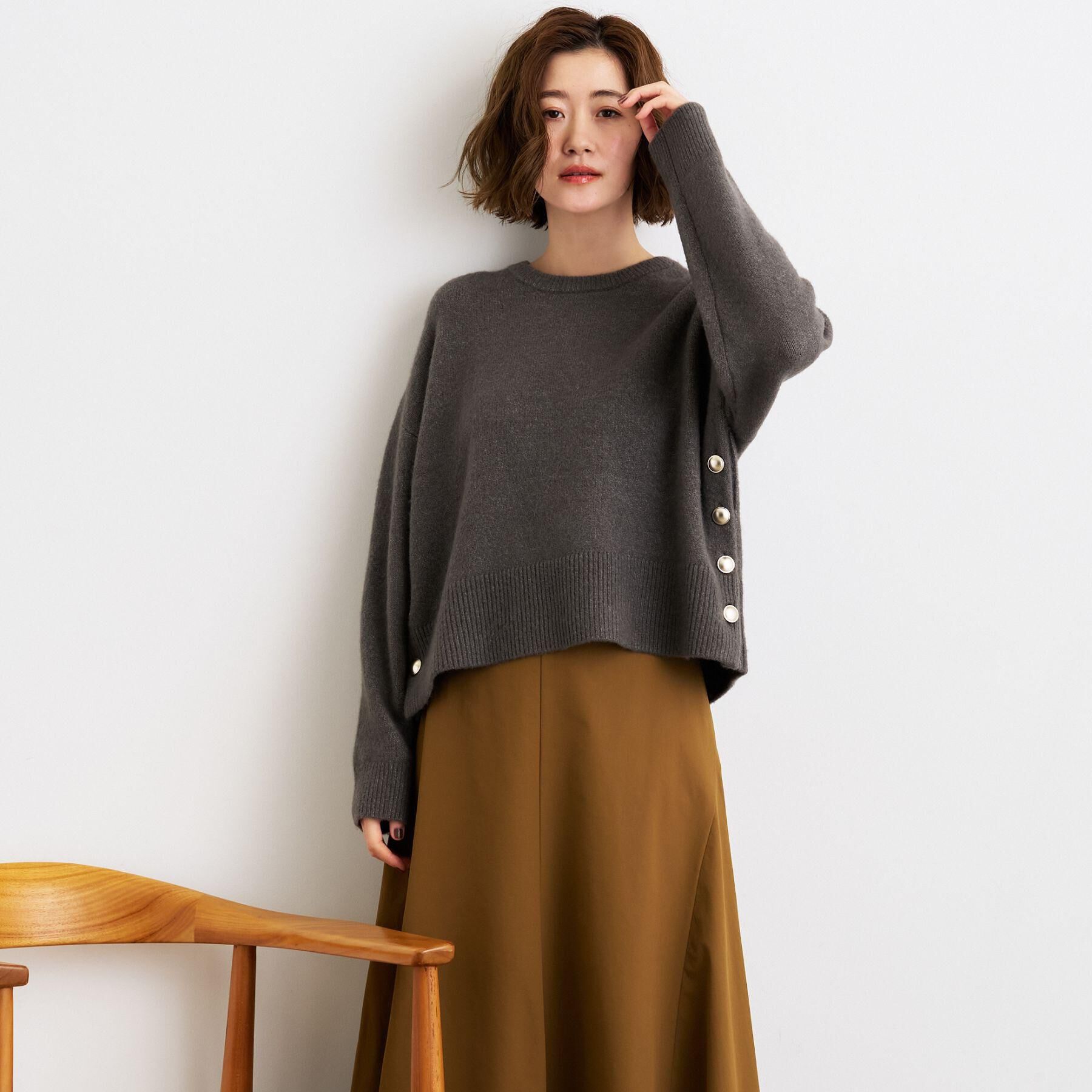 grove「【洗える】レイヤードにもおすすめ！サイド釦ニット」|ニット・セーター|