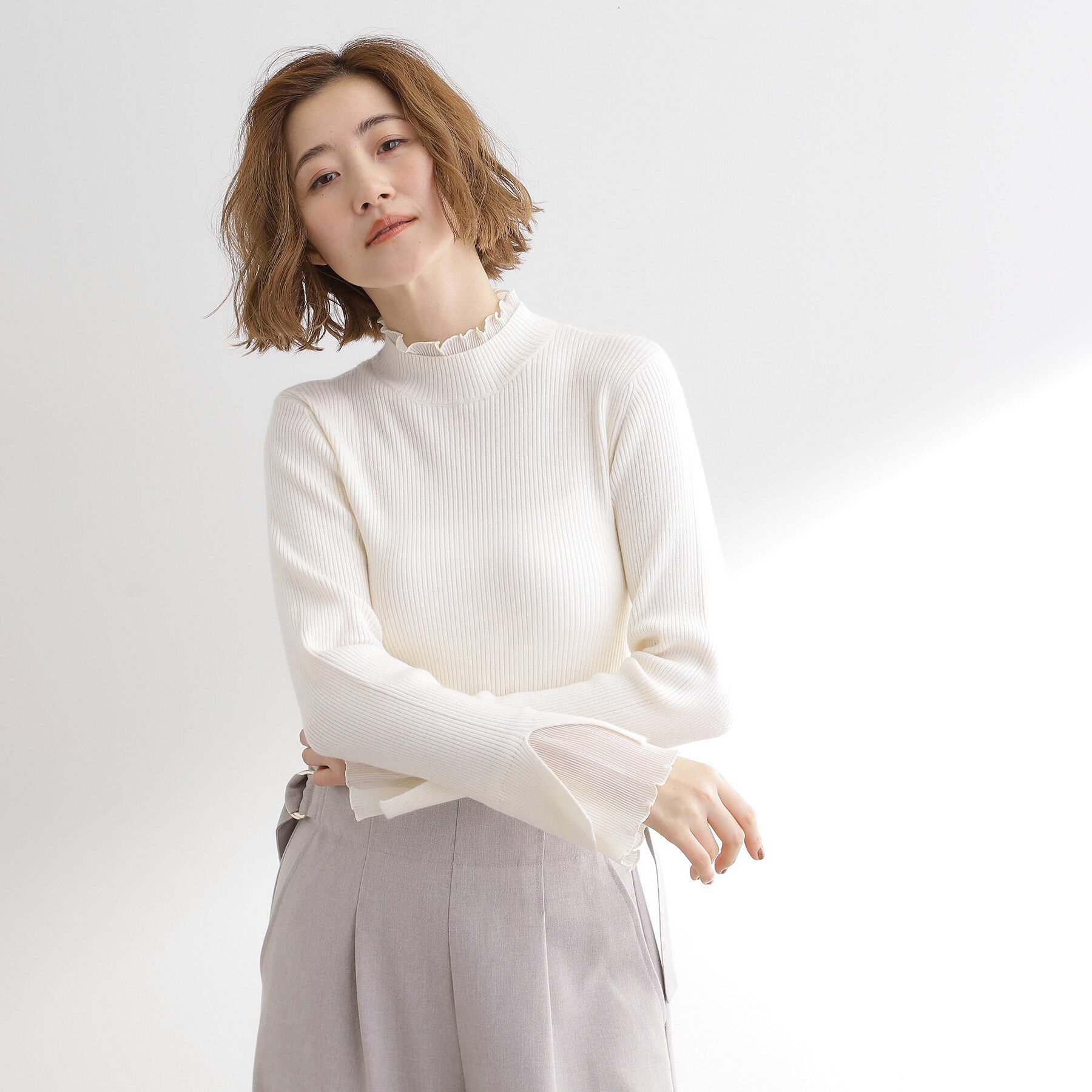 grove「プリーツレイヤードニットプルオーバー」|ニット・セーター|