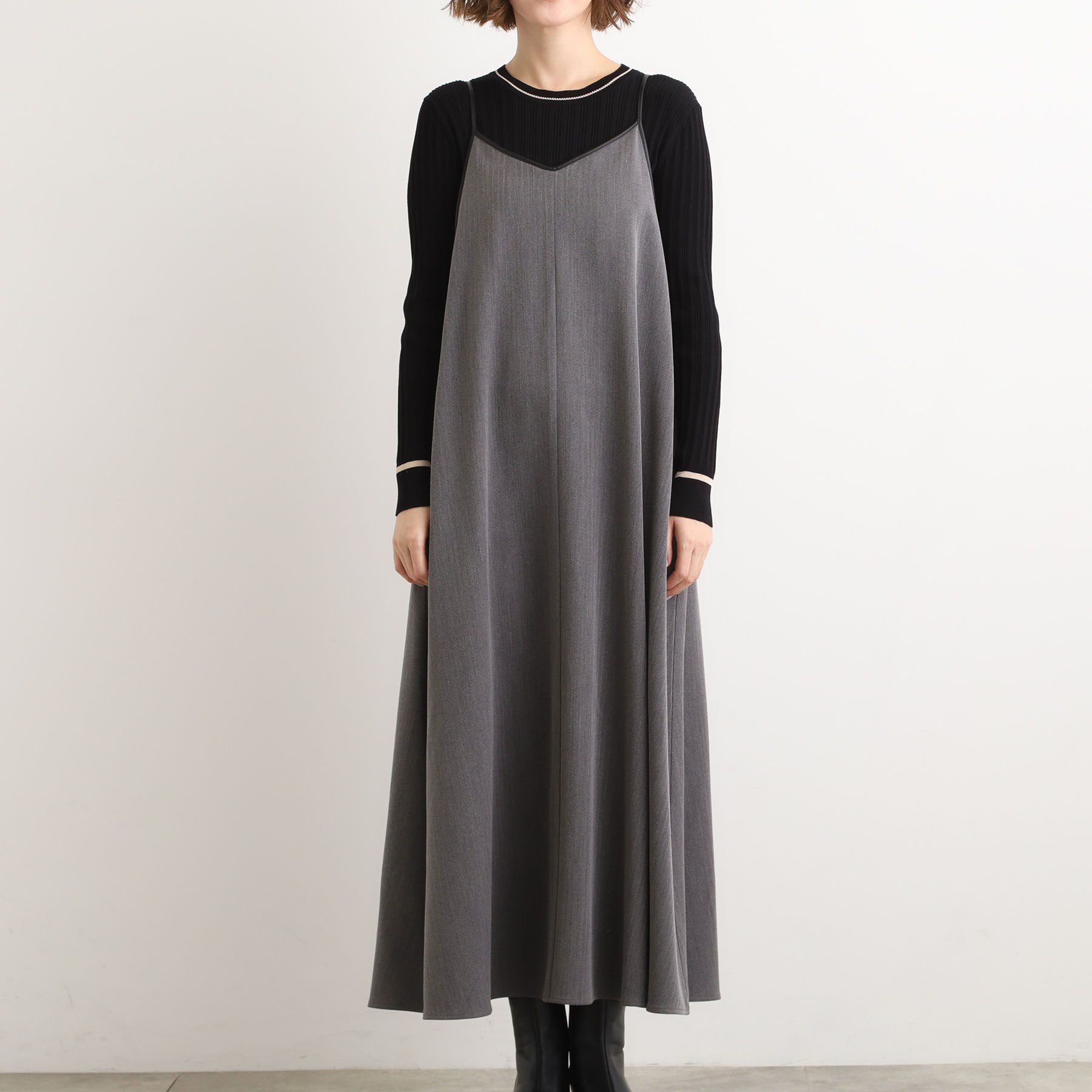 grove「【体型カバー/レイヤード】へリンボンキャミワンピース」|ワンピース|