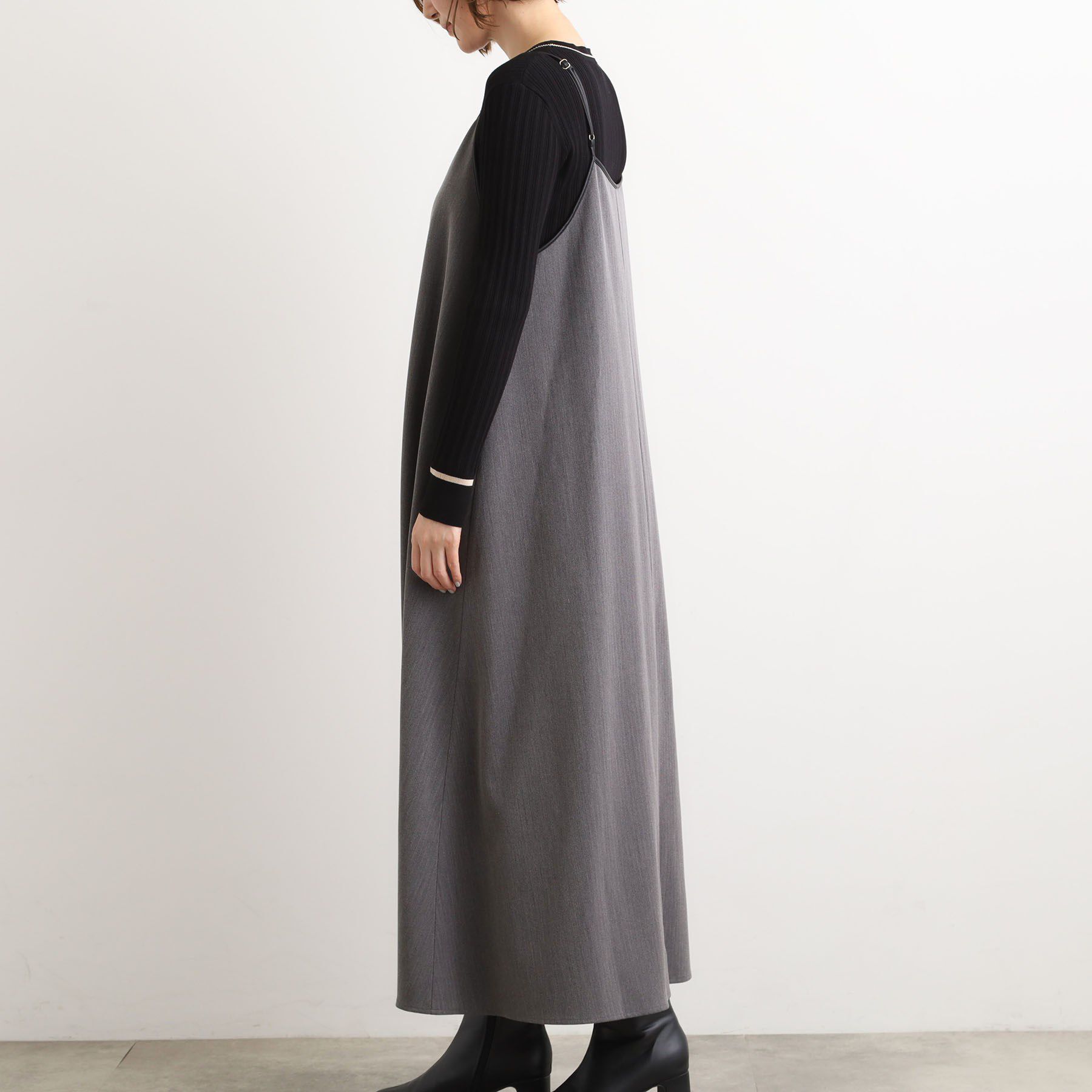 grove「【体型カバー/レイヤード】へリンボンキャミワンピース」|ワンピース|