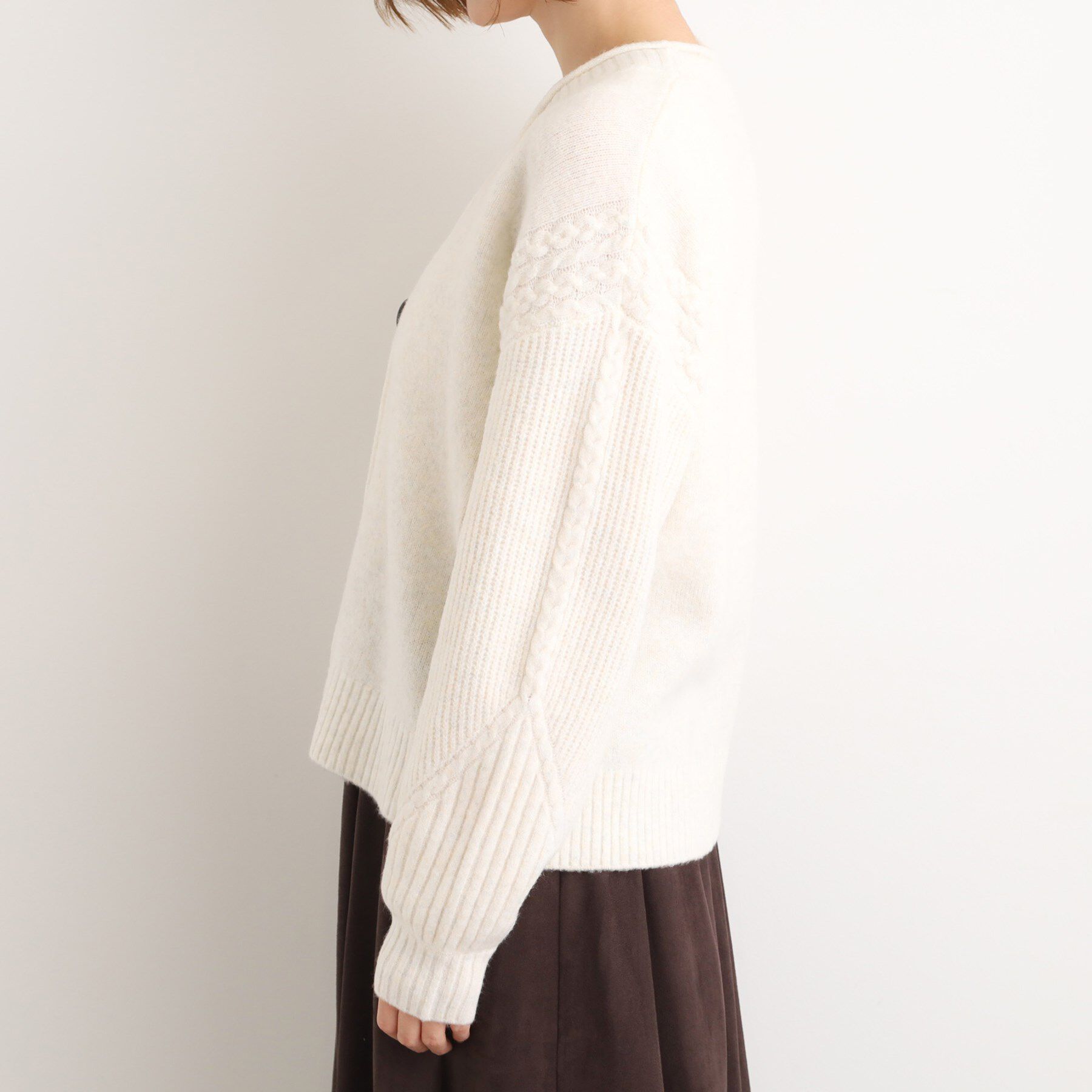 grove「ケーブルアクセント Vネックカーディガン」|カーディガン|