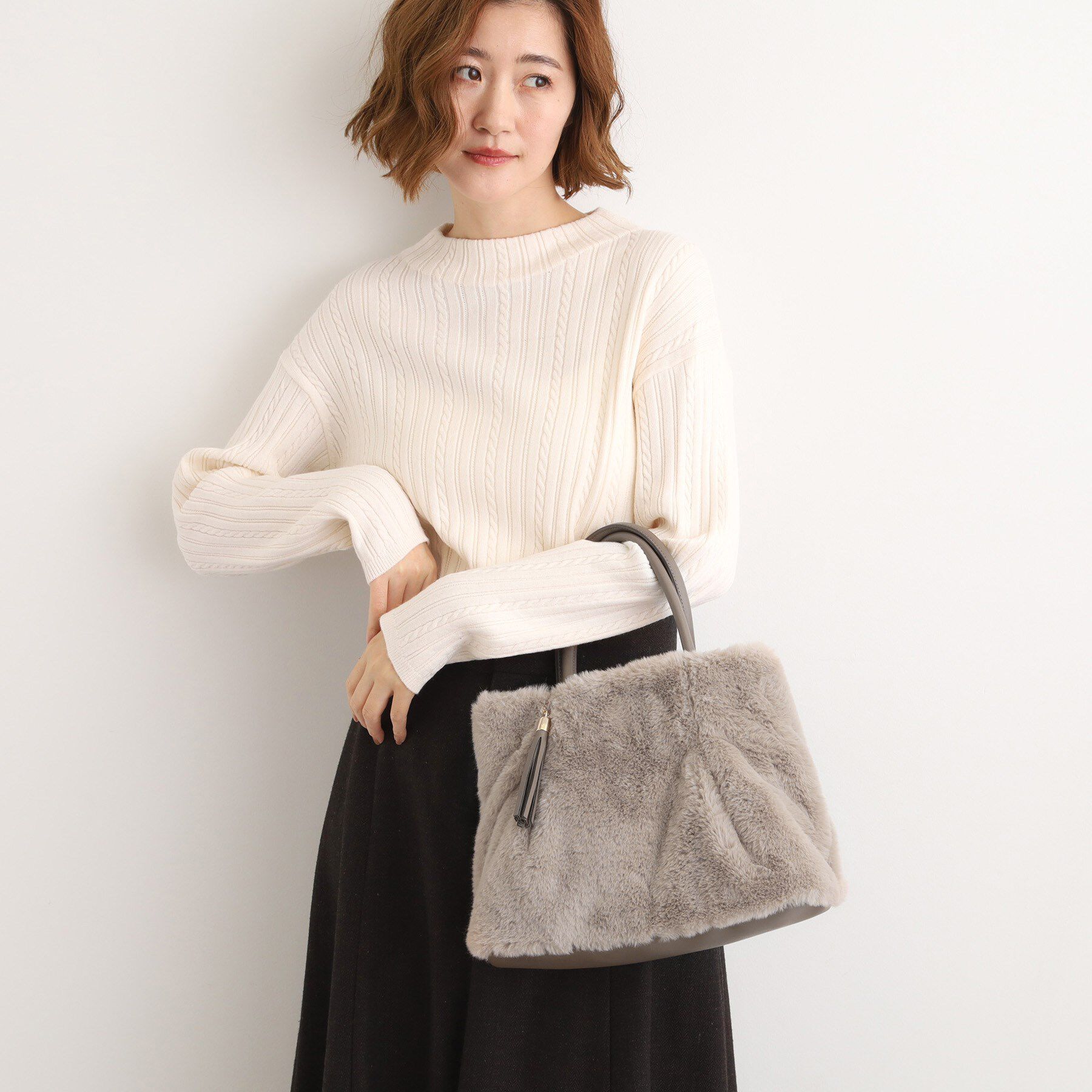 grove「タックタッセルエコファー2WAYトート」|トートバッグ|