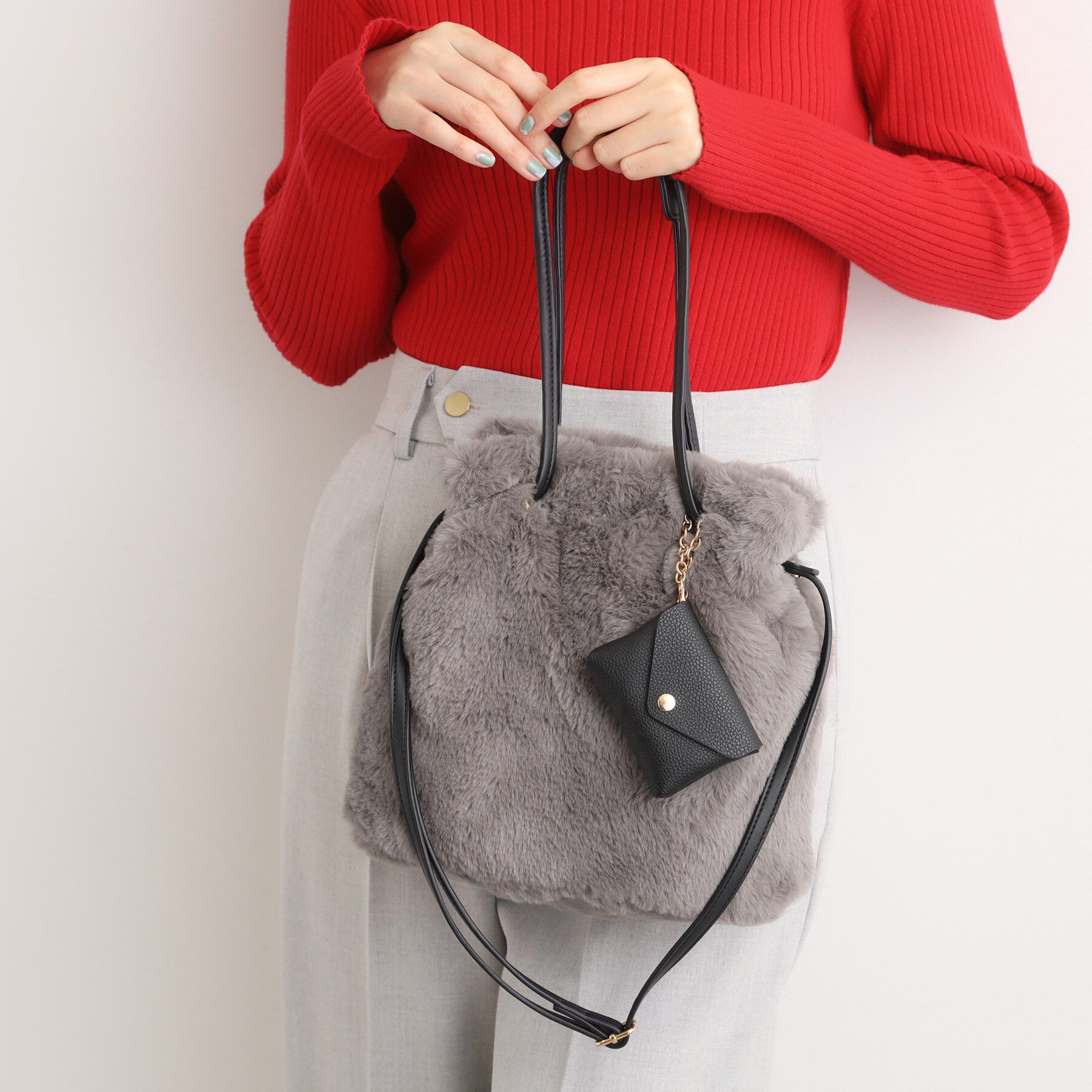 grove「エコファーポーチ付き2WAYショルダー」|ショルダー・メッセンジャー|グレー(013)