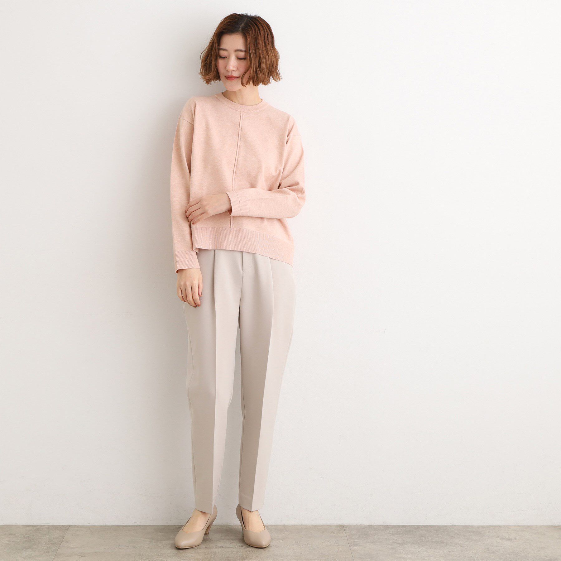 grove「【SETUP可能】冬から春まで心地よく　タック編みオーバーサイズニット」|ニット・セーター|