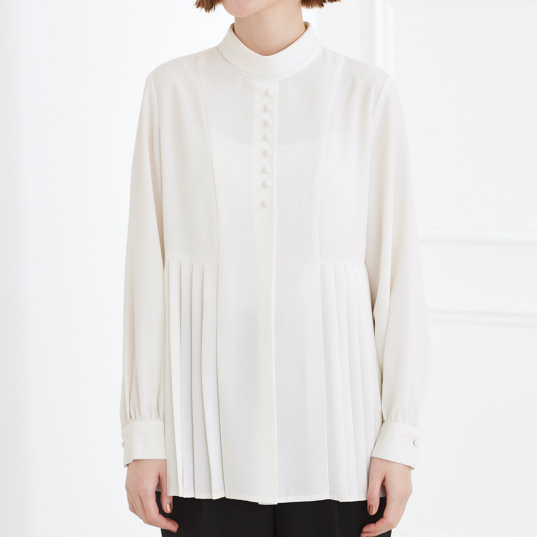 grove「【マシンウォッシュ/防シワ/UVカット】裾プリーツ取り外しボウタイブラウス」|シャツ・ブラウス|