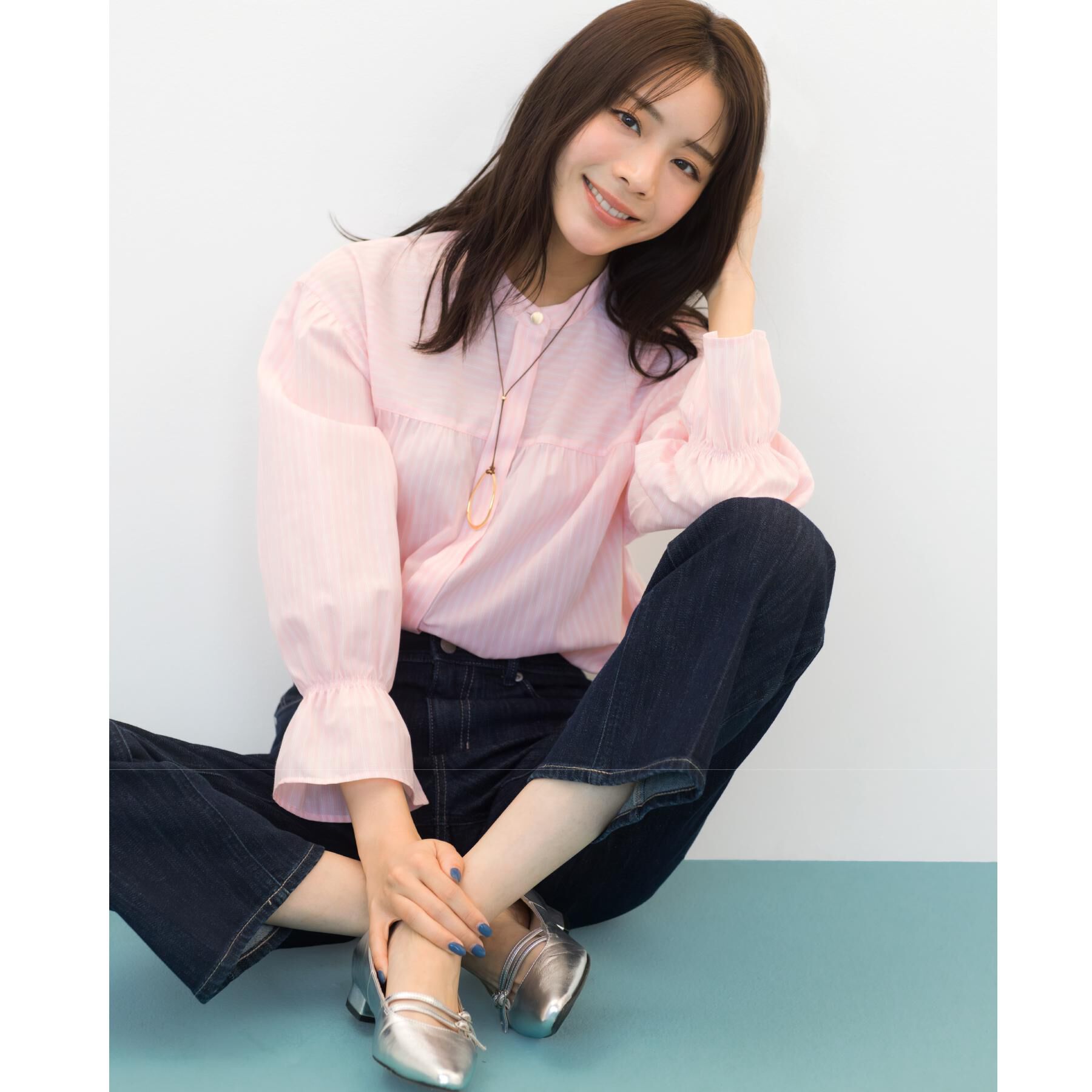 grove「【選べる着丈】美シルエットデニムソフトフレアーパンツ」|デニム|