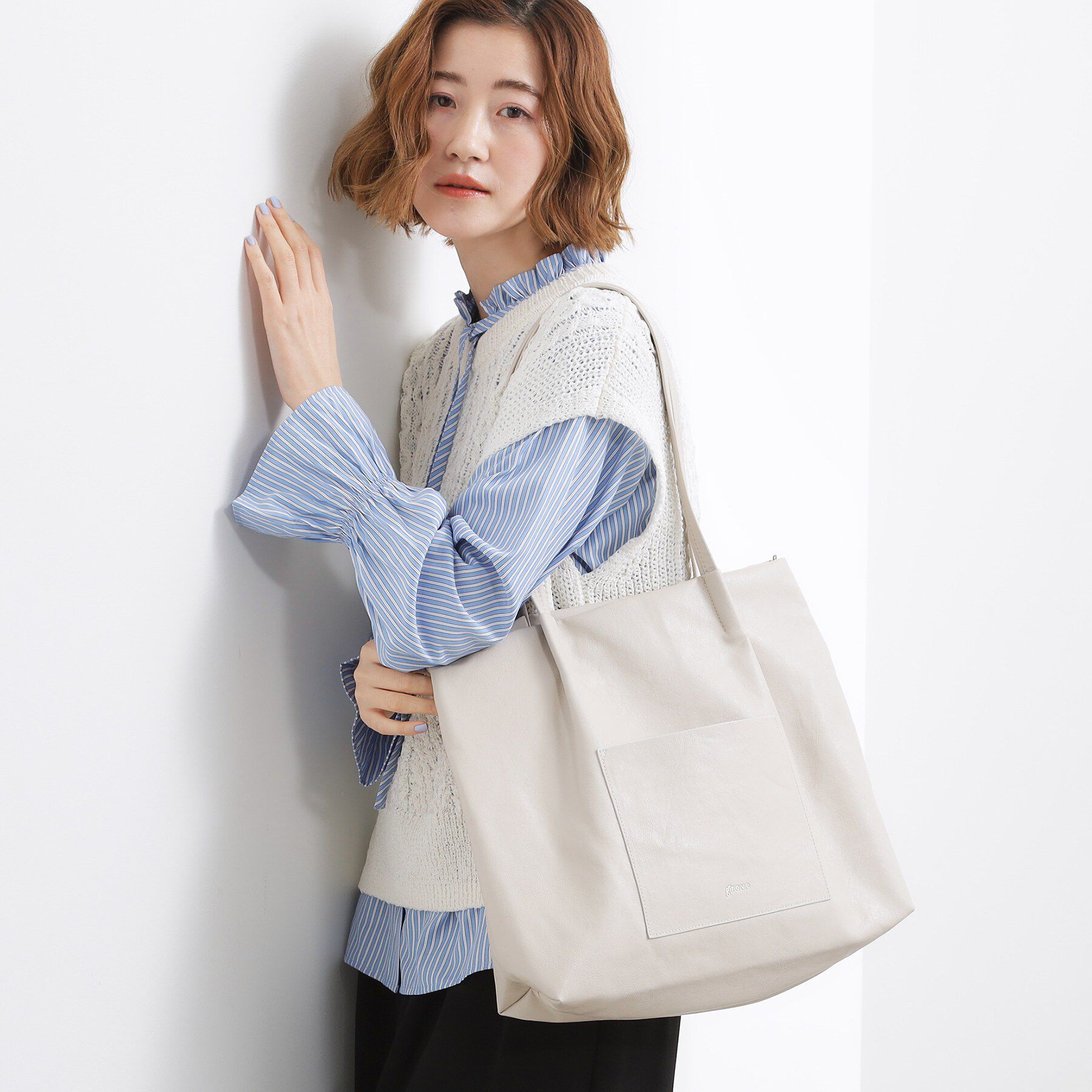grove「【A4】タックポケ3層トート」|トートバッグ|
