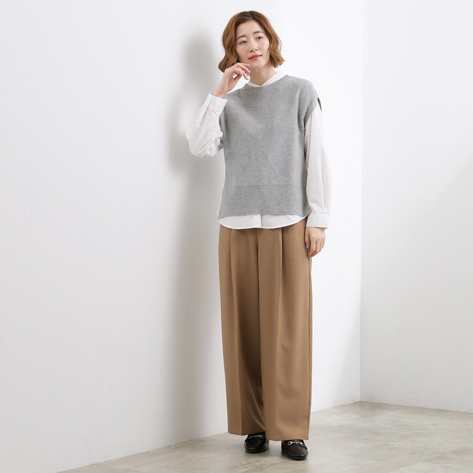 grove「【2点SET】一枚でコーデが決まる！ニットベスト&times;シャツSET」|シャツ・ブラウス|