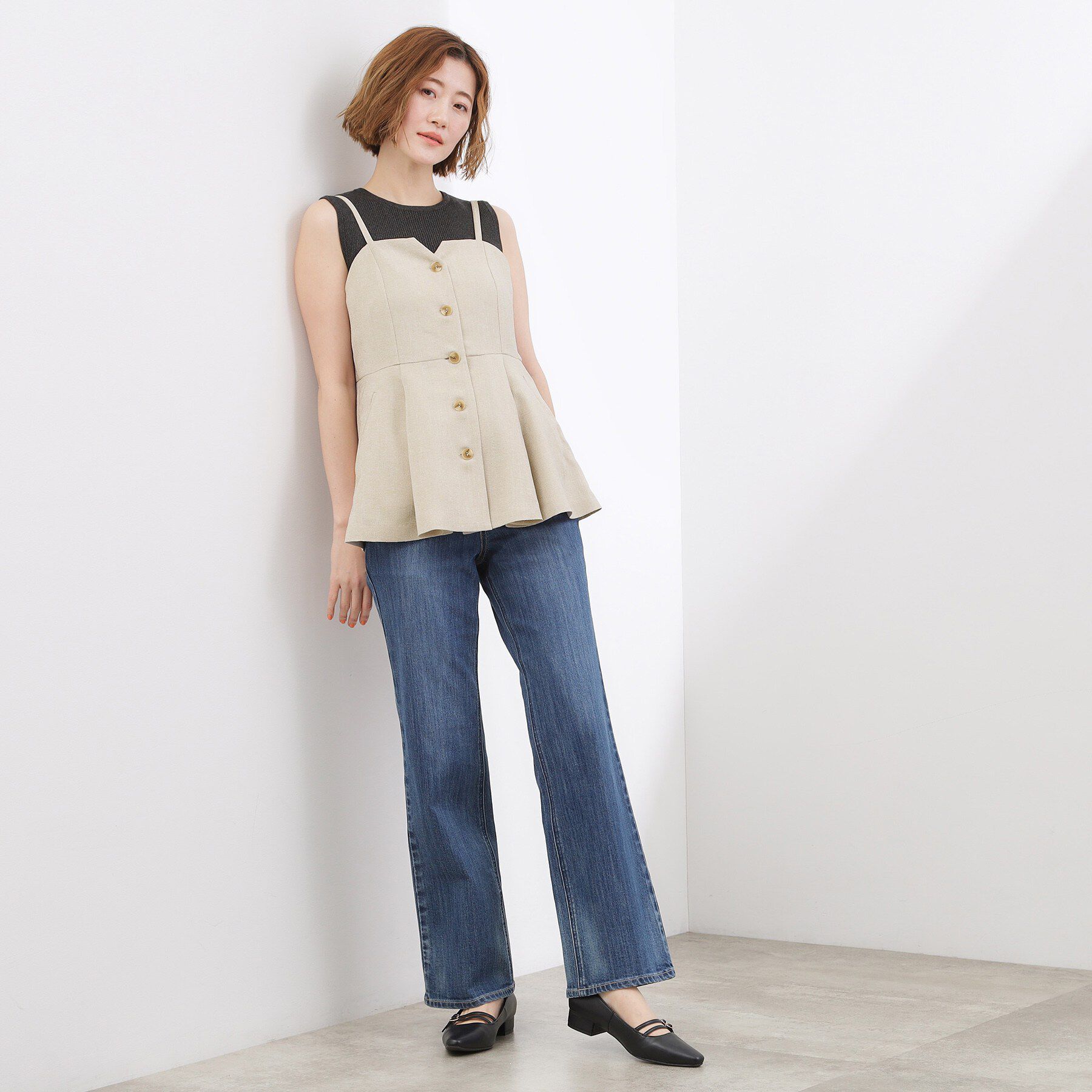 grove「【貴島明日香さん着用・カセット服】リネンライク ペプラムビスチェ」|シャツ・ブラウス|