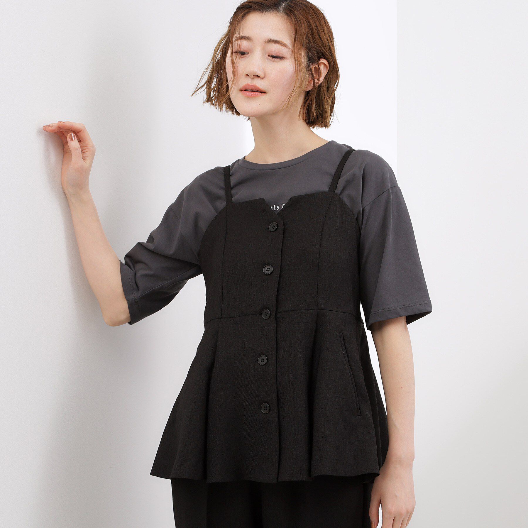 grove「【貴島明日香さん着用・カセット服】リネンライク ペプラムビスチェ」|シャツ・ブラウス|