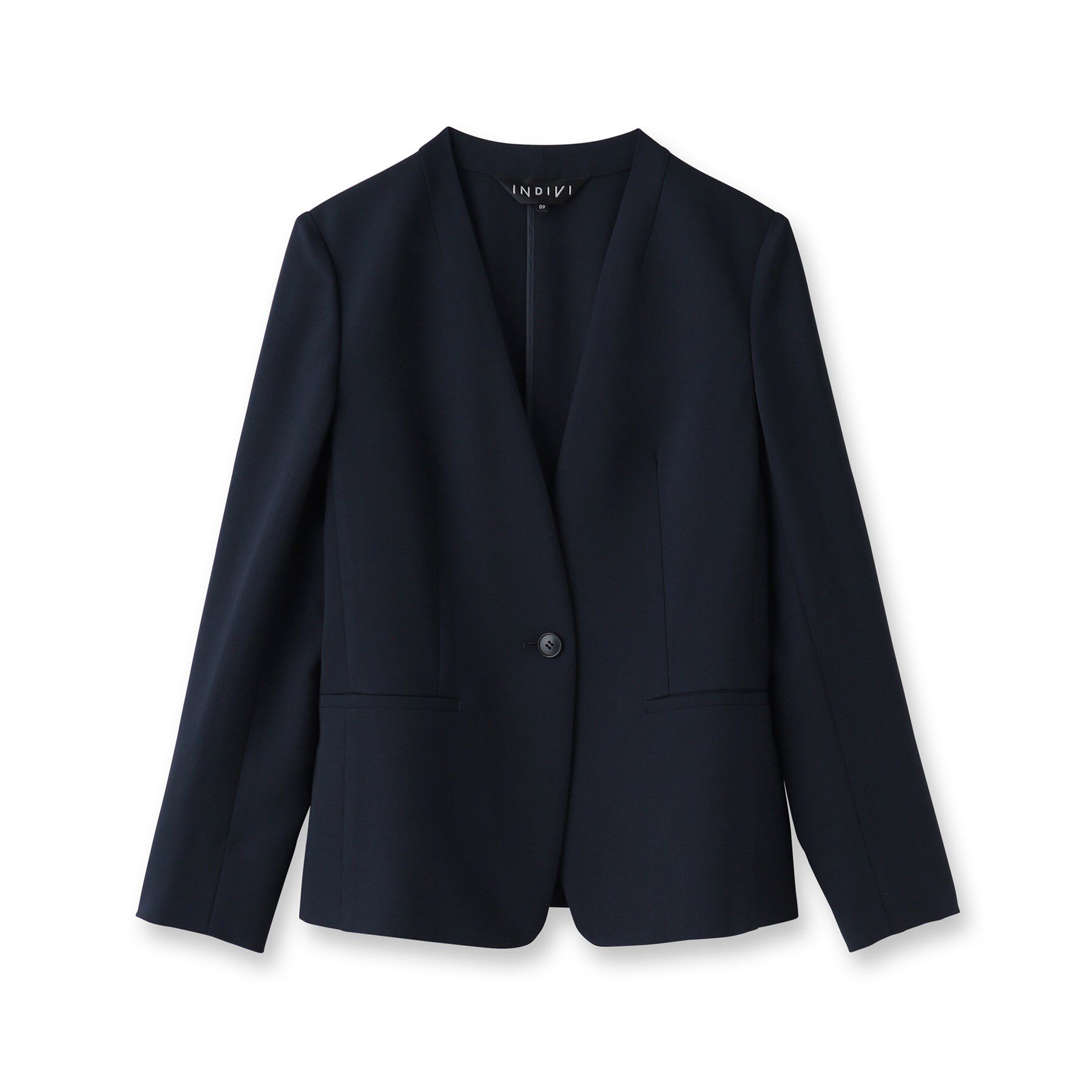 INDIVI「【定番スーツ／UVケア／洗える】ウール調ノーカラージャケット」|スーツ|