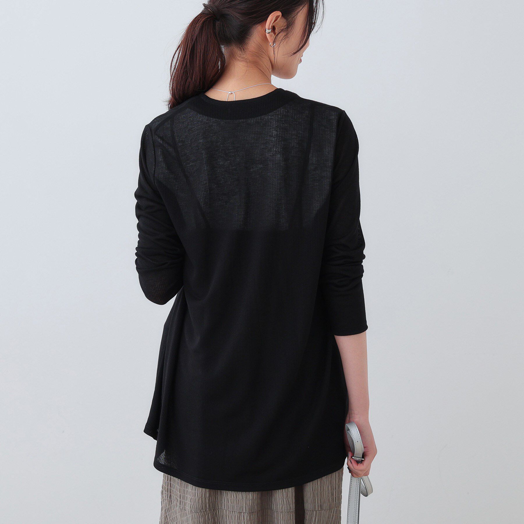 INDIVI「【洗える／シアーストライプ柄】着流しジャージカーディガン」|カーディガン|