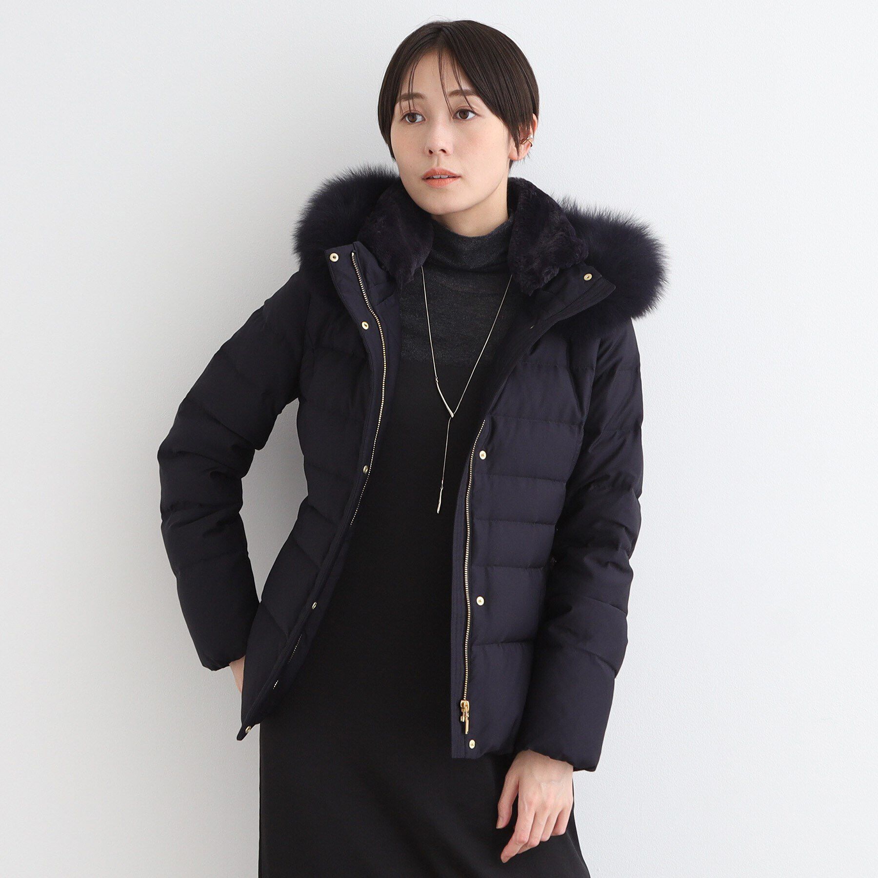 INDIVI「【名品／撥水／抗菌防臭】ショート リサイクルダウンコート」|ダウン|ネイビー(094)