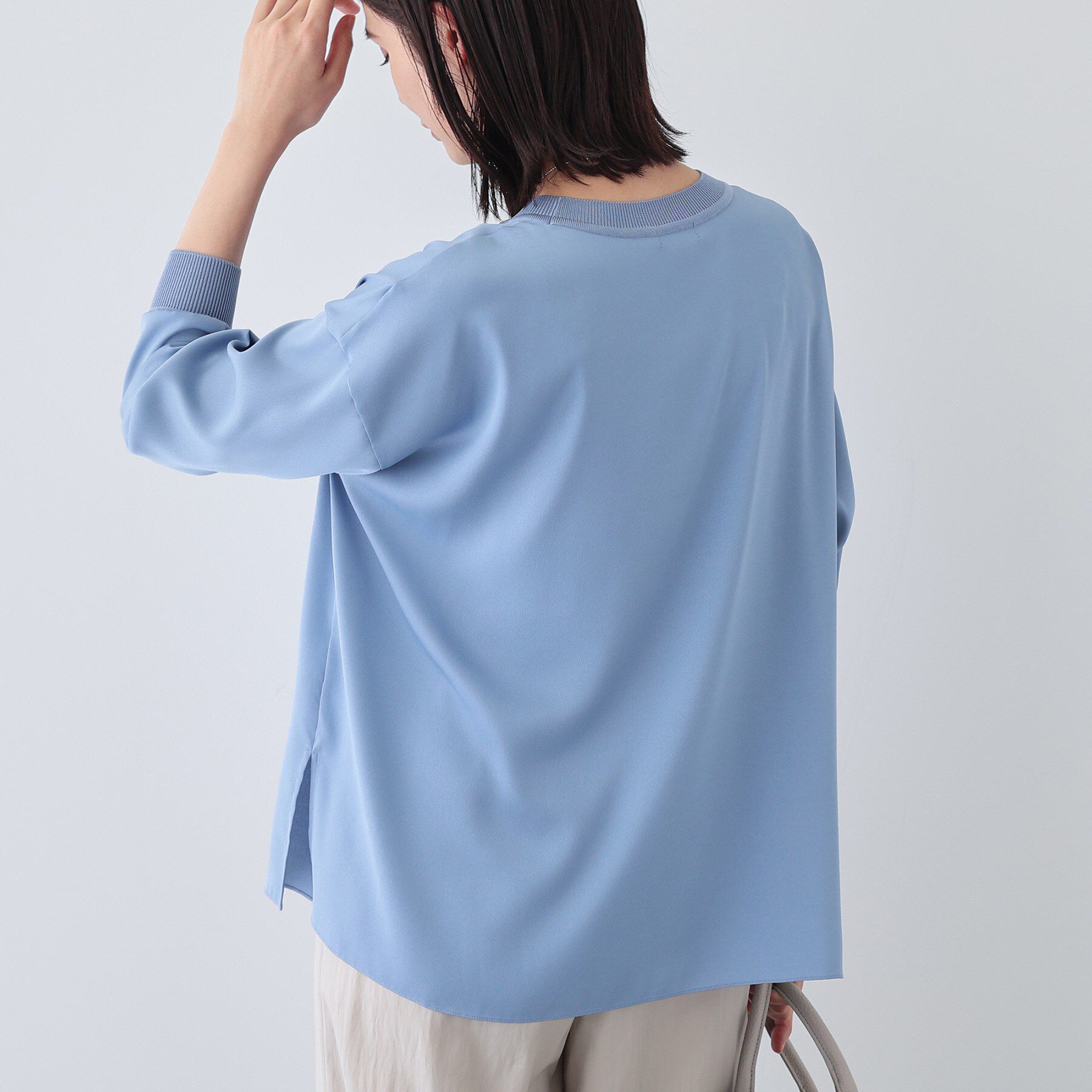 INDIVI「【洗える】異素材ドッキングトップス」|Tシャツ・カットソー|