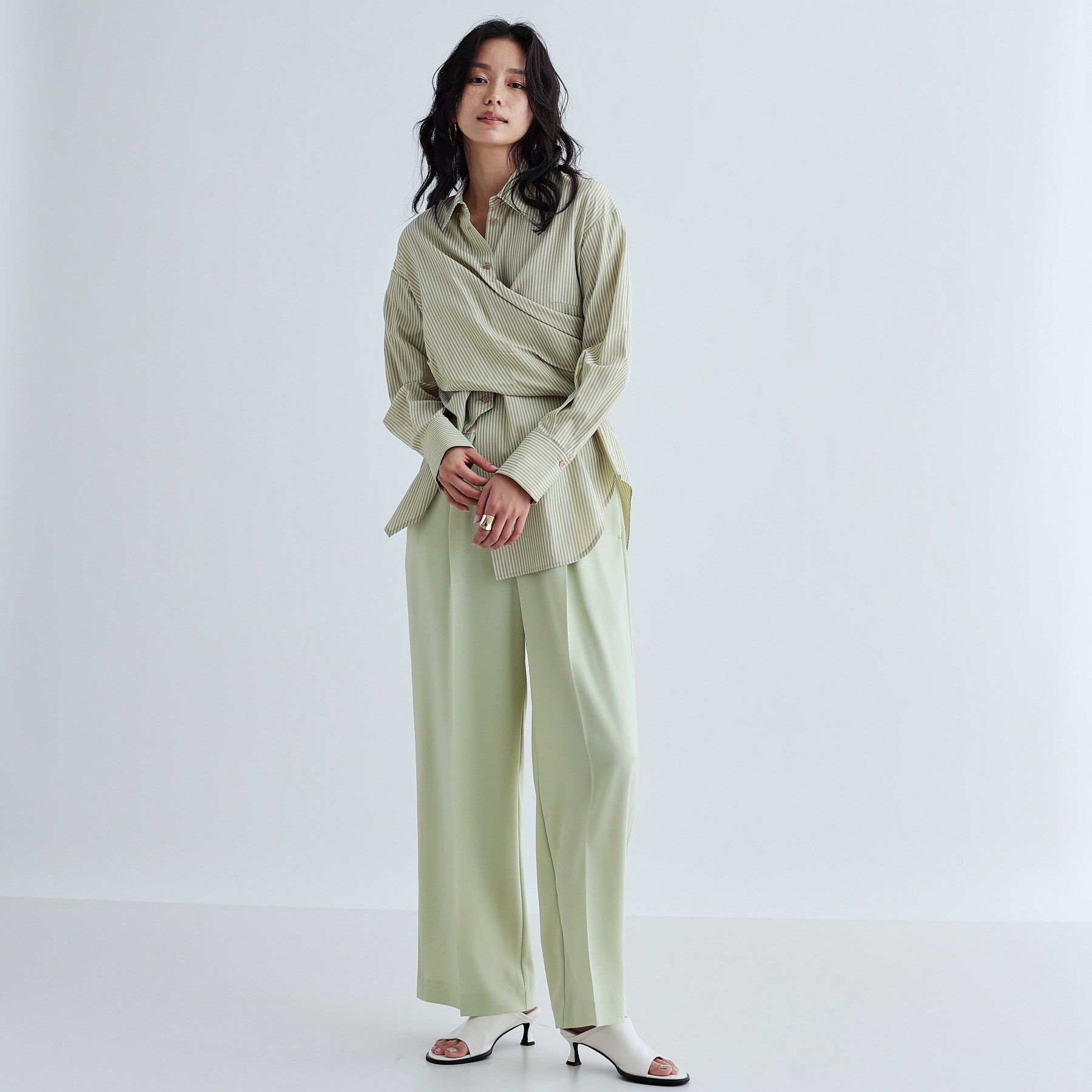 GALLEST「【セットアップ対応】イージーストレートワイドパンツ【カセット服／オケージョン／通勤】」|その他|ライトグリーン(02