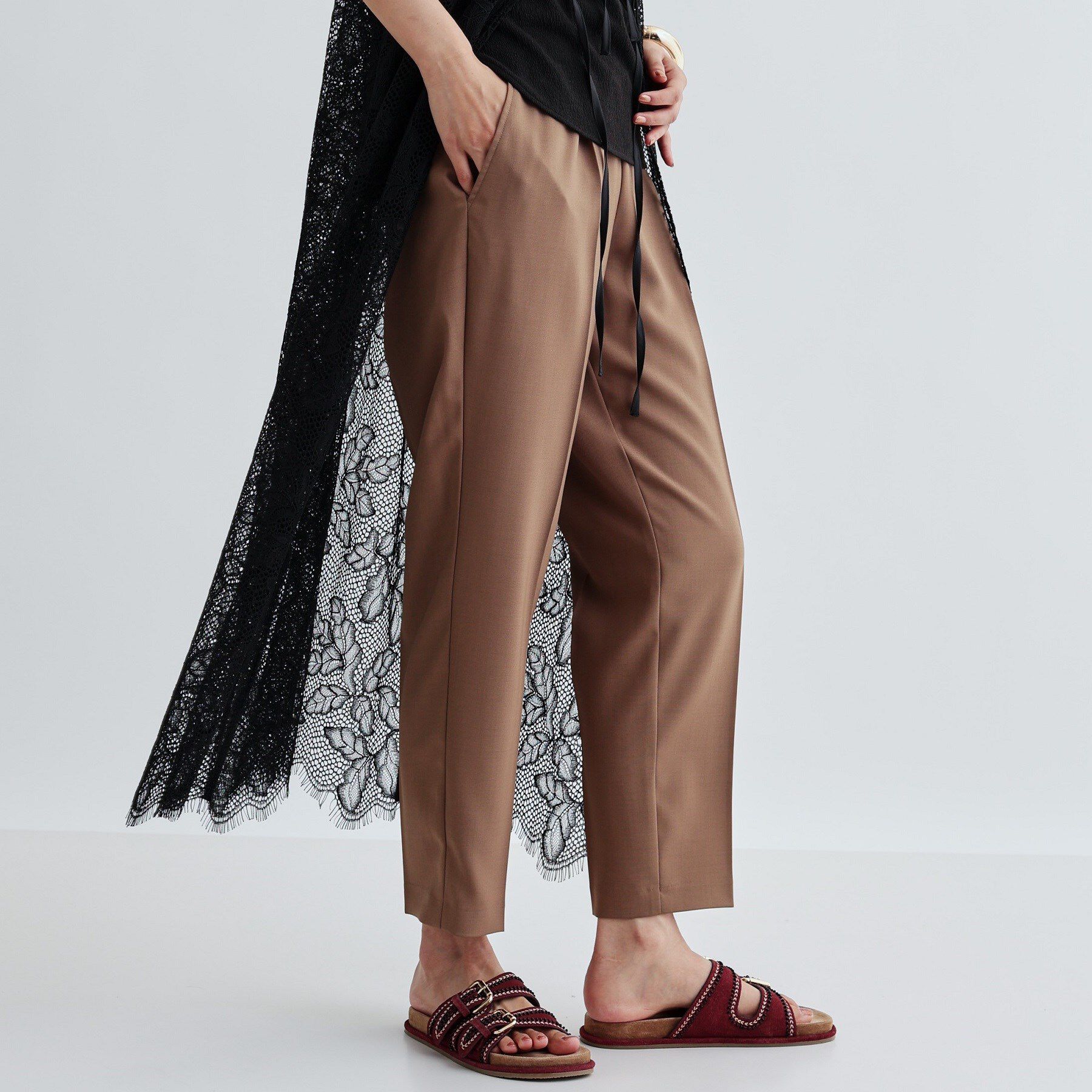 GALLEST「【接触冷感／セットアップ対応】イージーテーパードパンツ【通勤・セレモニー】」|その他|キャメルブラウン(0