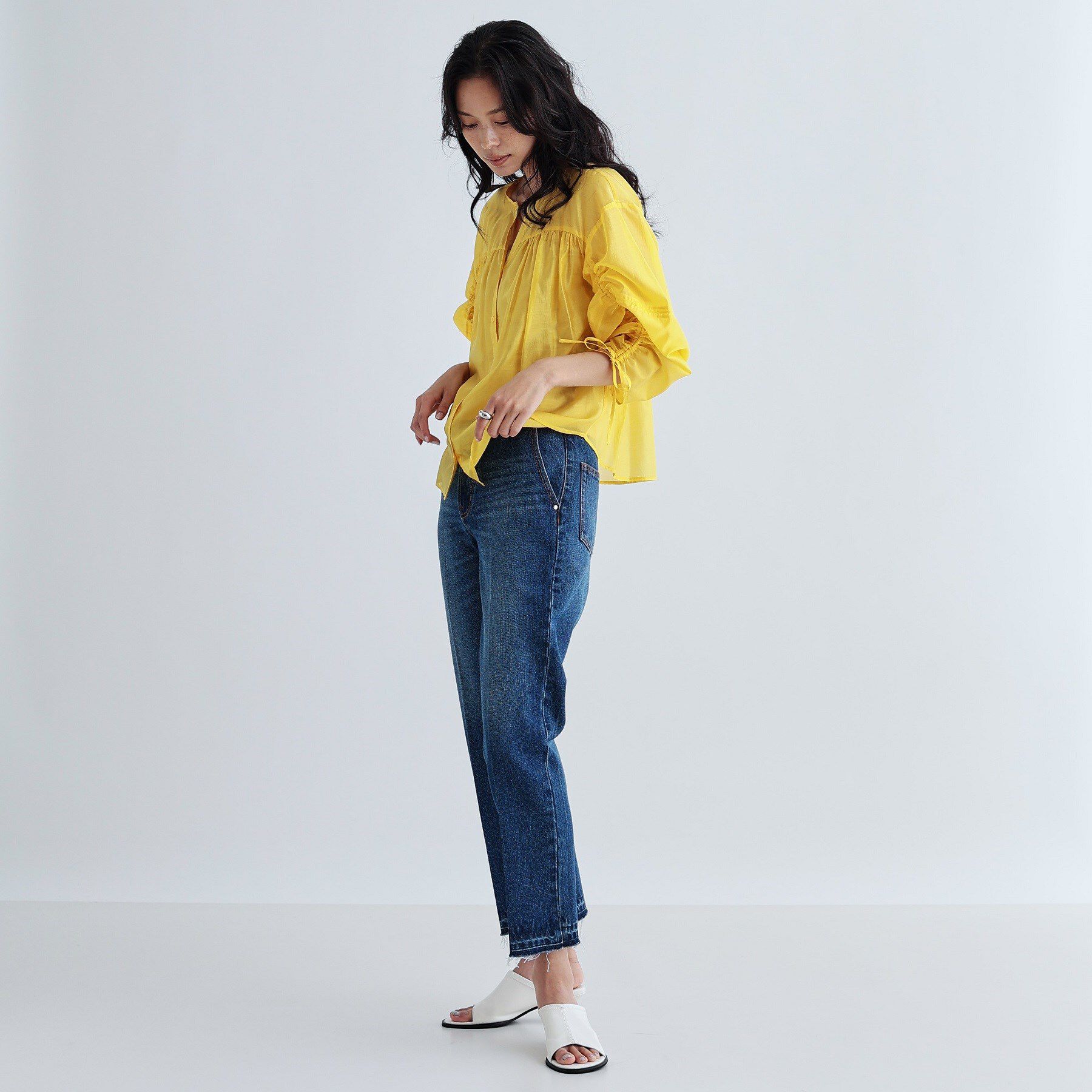 GALLEST「袖シャーリングシアーローンブラウス」|シャツ・ブラウス|