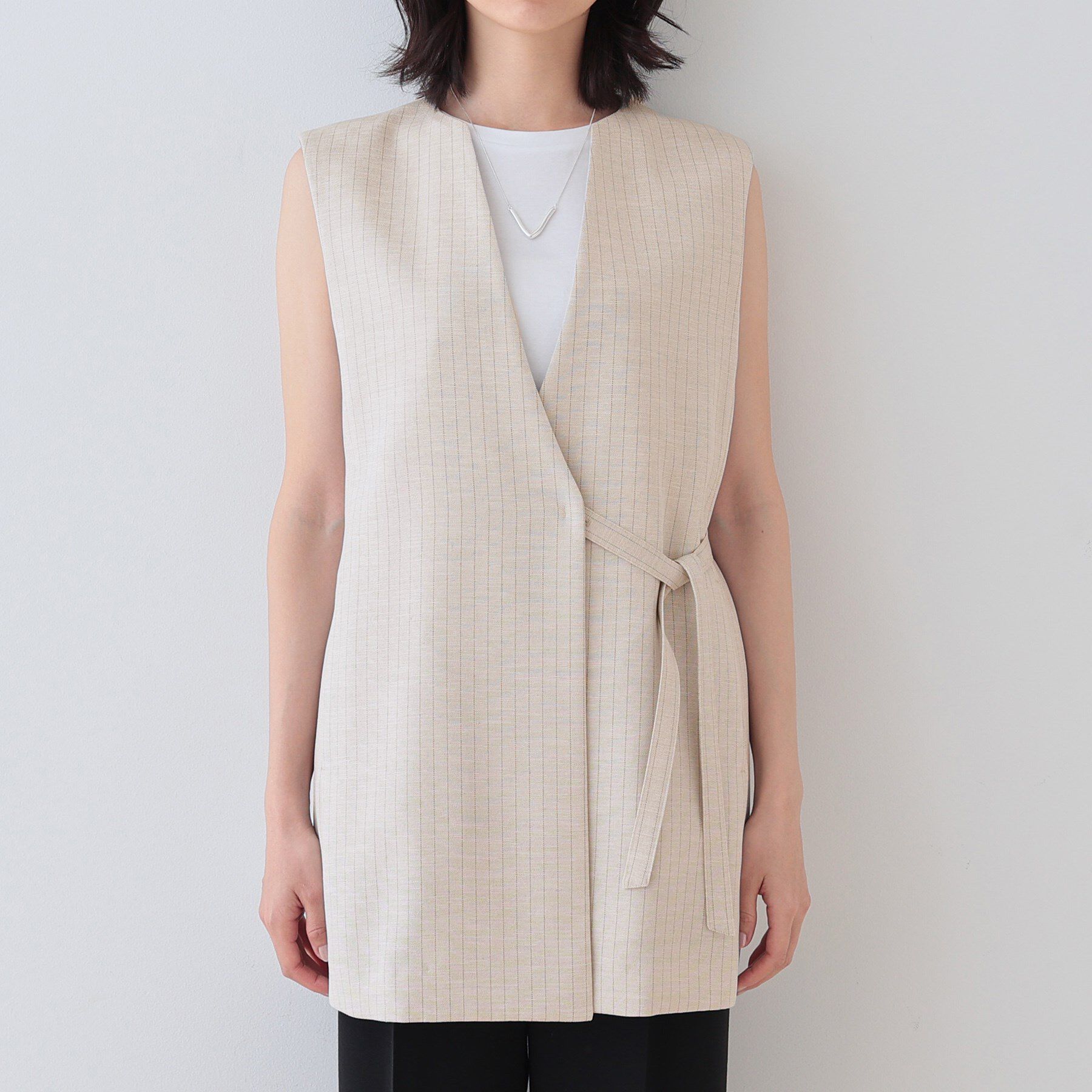 INDIVI「【こなれSETUP】リネンライクジレジャケット」|ベスト・ジレ|