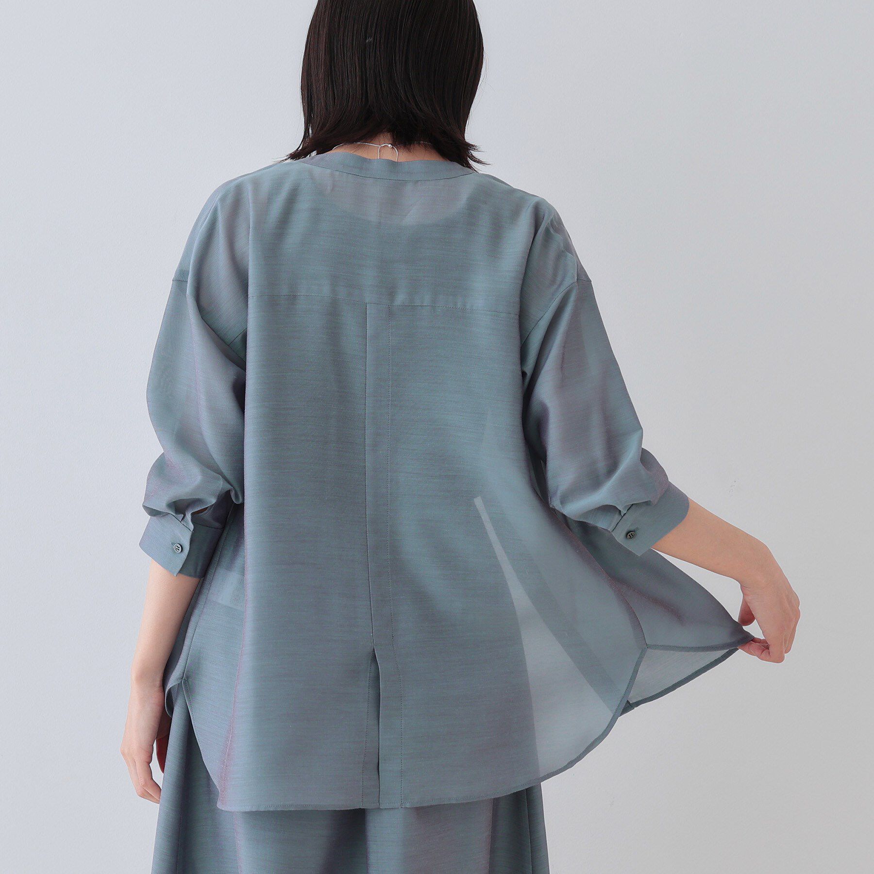 INDIVI「【洗える／エアリー素材】バンドカラーシャツ」|シャツ・ブラウス|