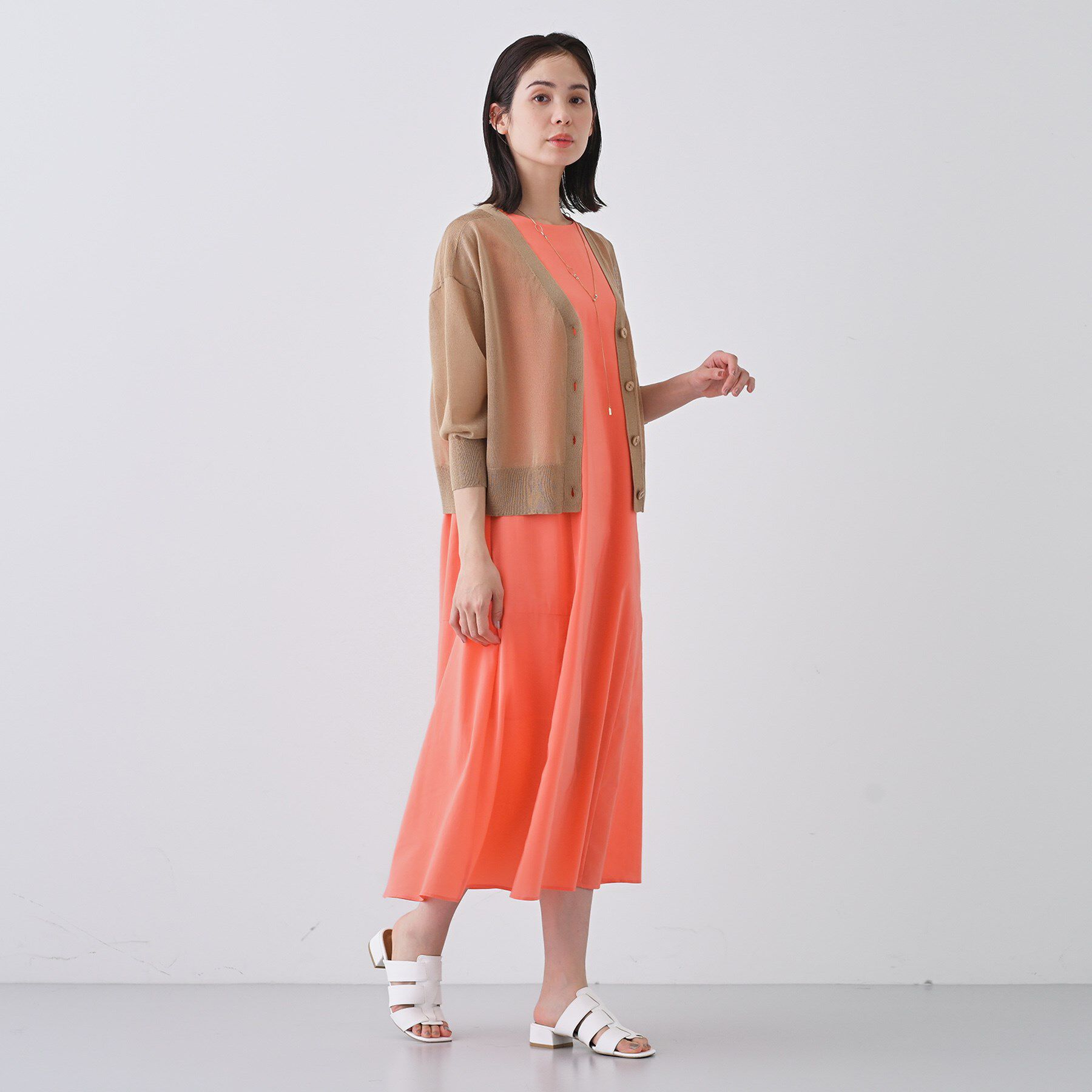 INDIVI「【大人シアーラメ】きれいめニットカーディガン」|カーディガン|