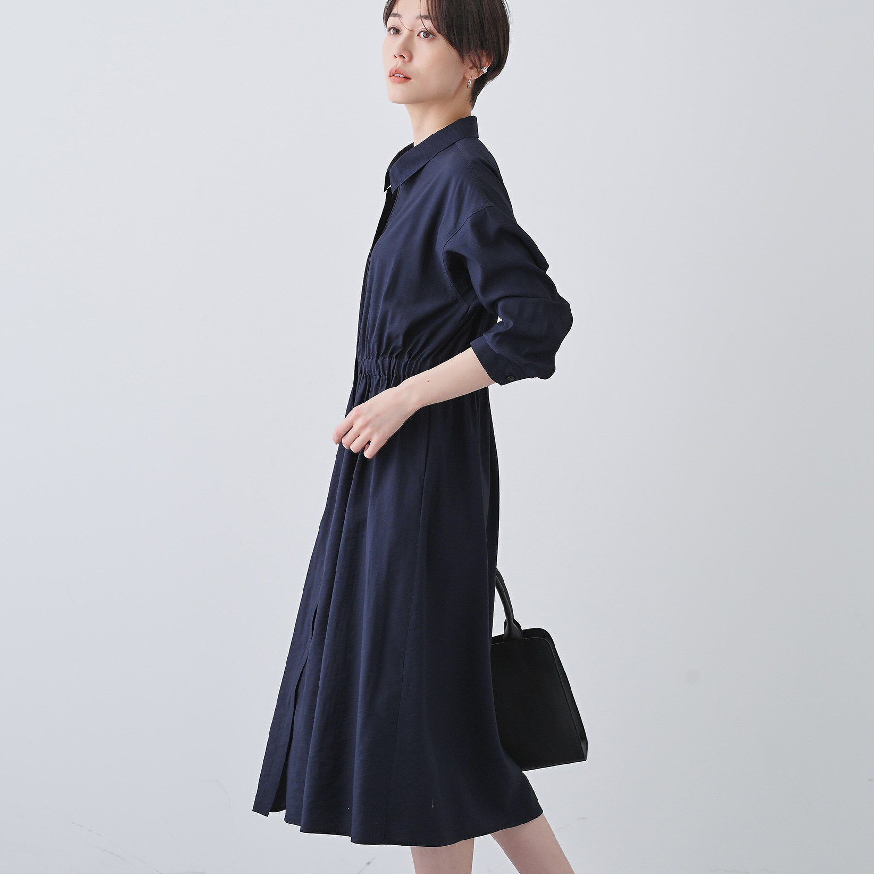 INDIVI「【洗える／2WAY】ワッシャー素材シャツ羽織りワンピース」|ワンピース|