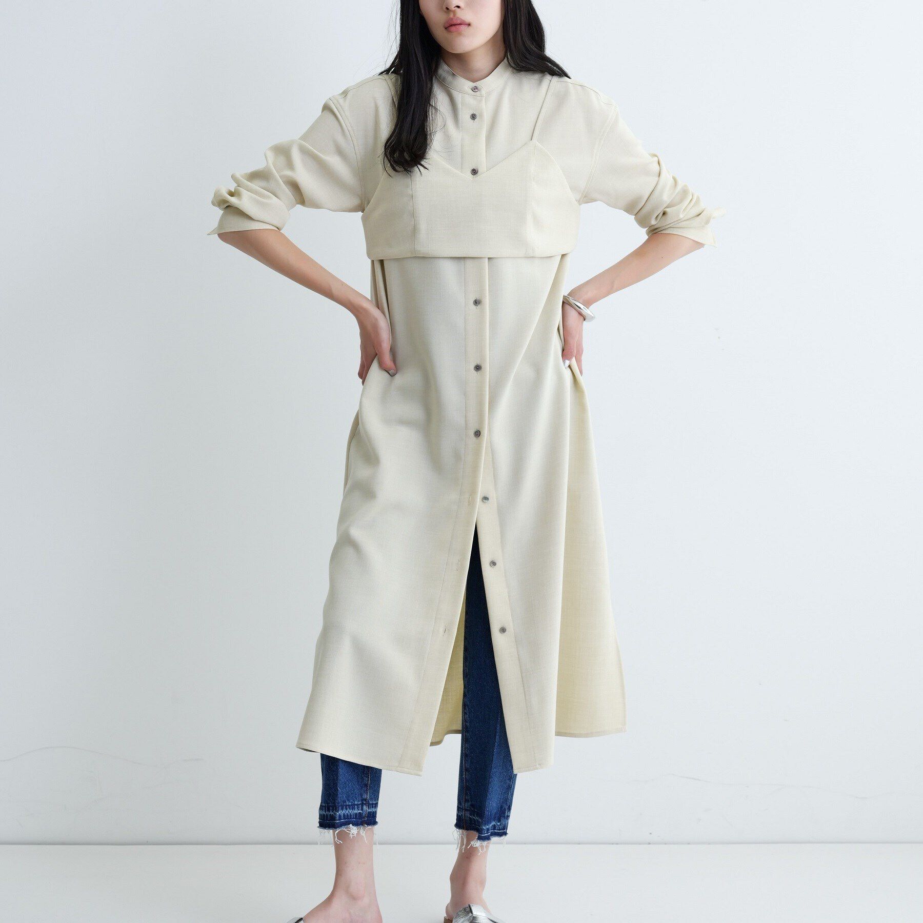 GALLEST「【セレモニー/オケージョン/通勤】ビスチェセットシャツドレス【2WAY】」|ワンピース|ライトベージュ(05