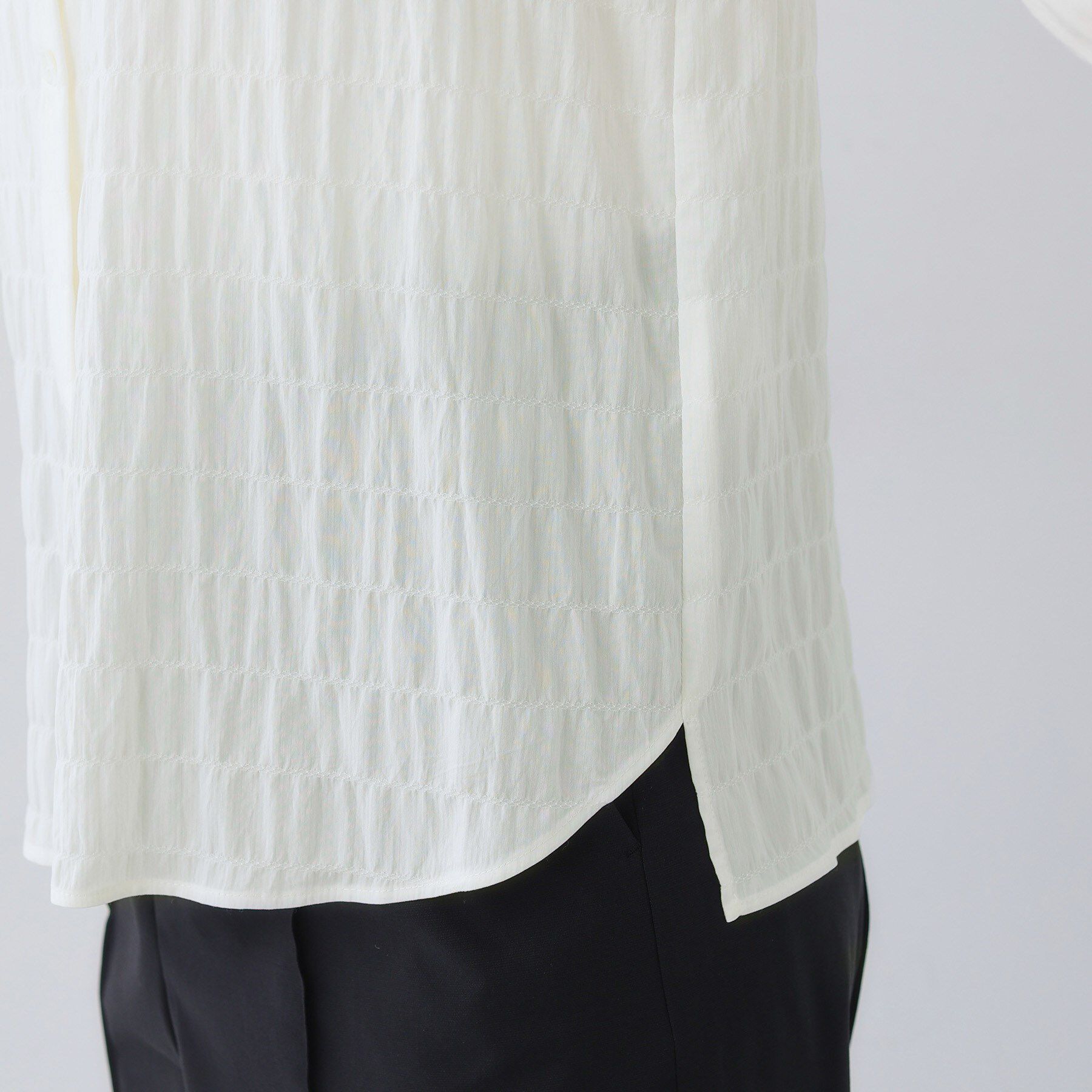 INDIVI「【日本製／サッカー素材】バンドカラーブラウス」|シャツ・ブラウス|