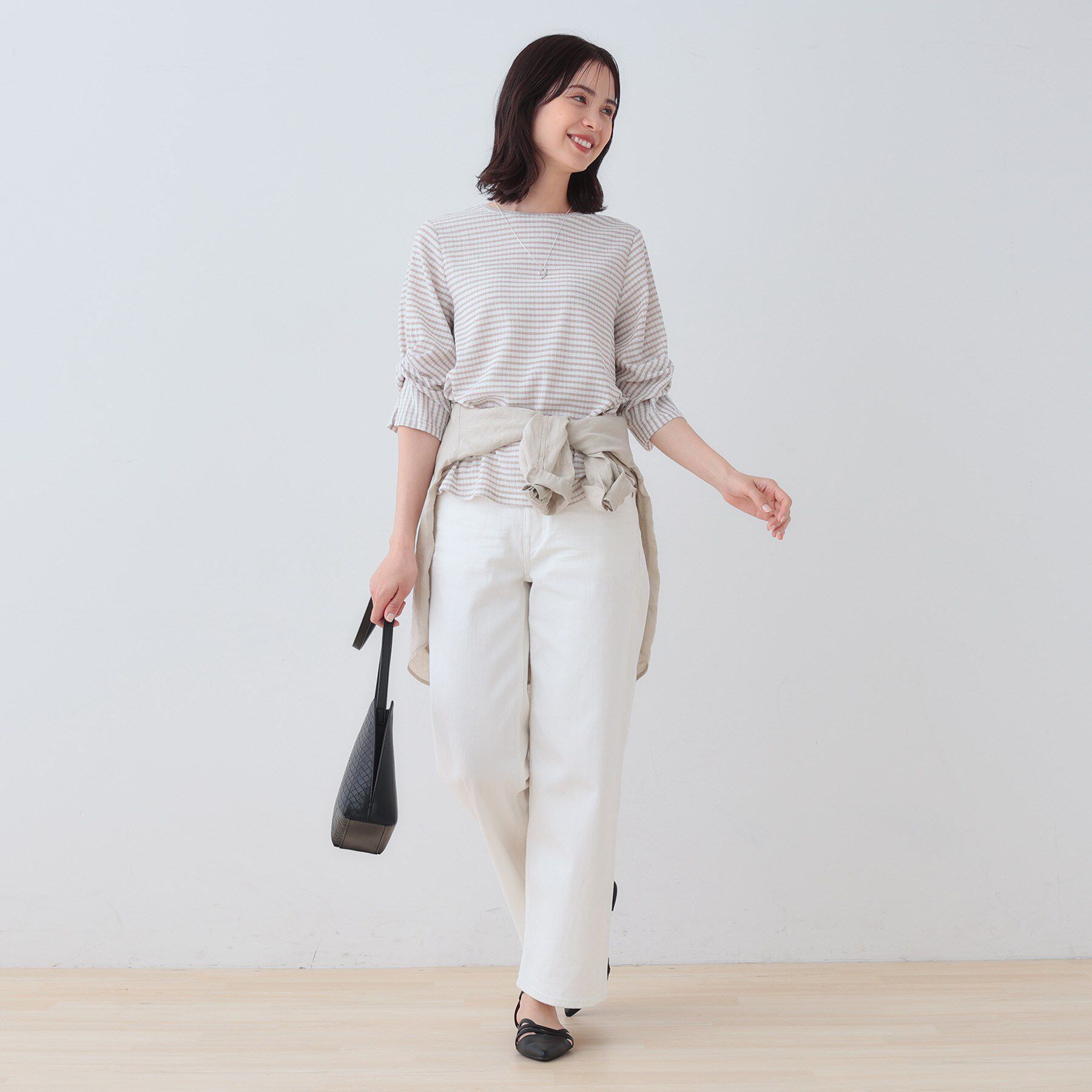 INDIVI「【洗える／吸水速乾／UVケア】ねじりデザイン袖カットソー」|Tシャツ・カットソー|