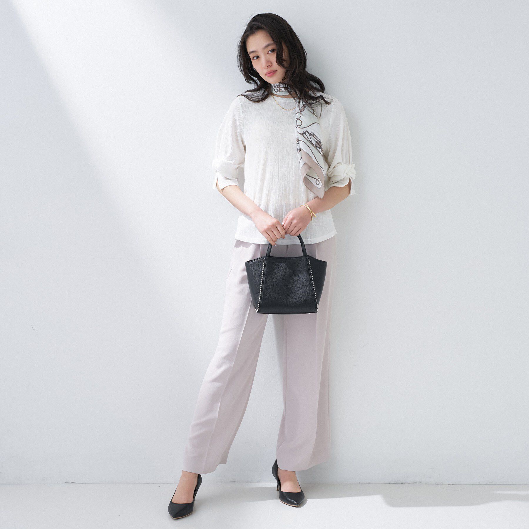 INDIVI「【洗える／吸水速乾／UVケア】ねじりデザイン袖カットソー」|Tシャツ・カットソー|