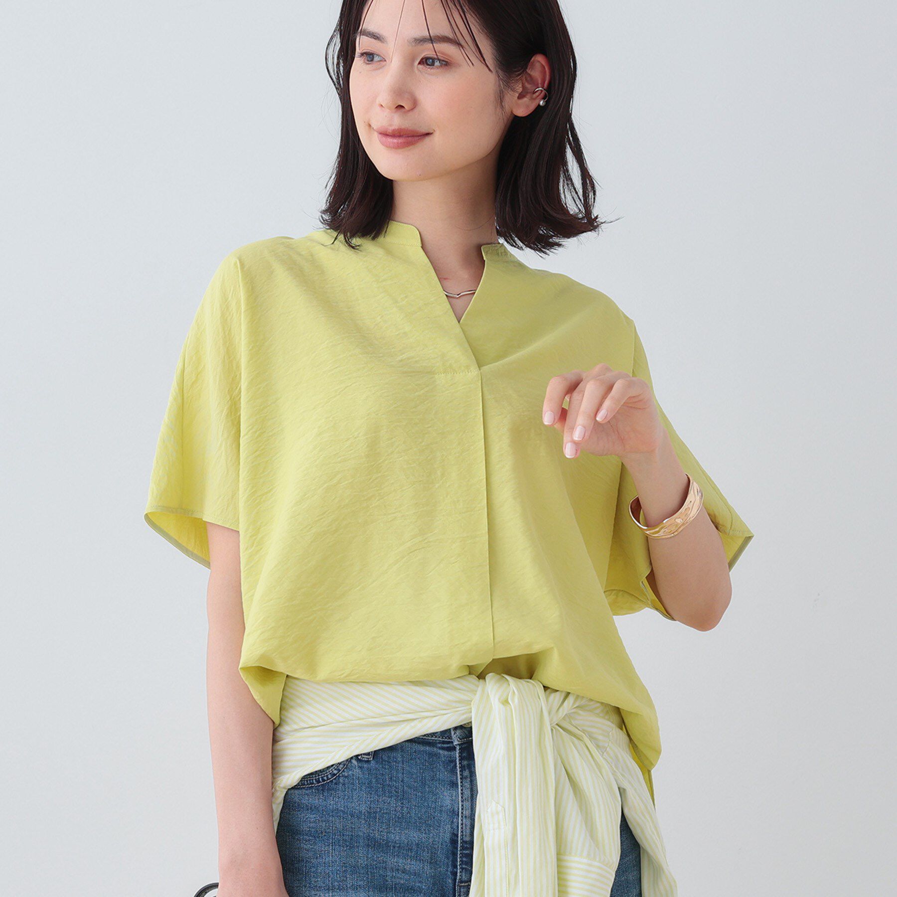 INDIVI「【洗える／UVケア／SETUP可能】スキッパードルマンブラウス」|シャツ・ブラウス|